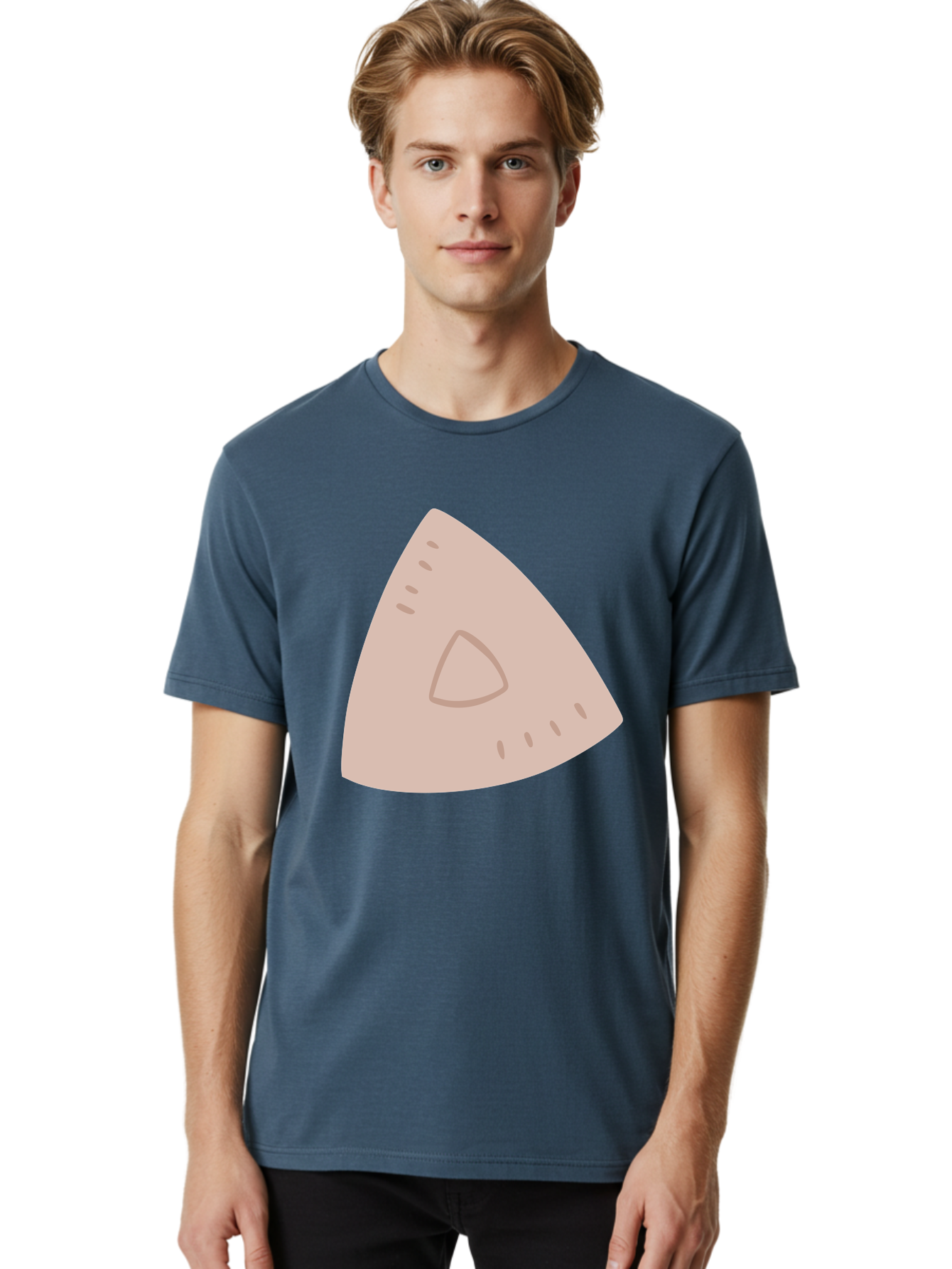 Triangle Men'S Graphic Tee, 100% Cotton, Comfortable Casual Summer Wear, Machine Washable, Tricorn Hat, Pirate Hat, Historical Fashion, 18Th Century Style, Cartoon Illustration, Minimalist Design, Simple Shapes, Muted Colors, Vintage Accessory Aac129 30