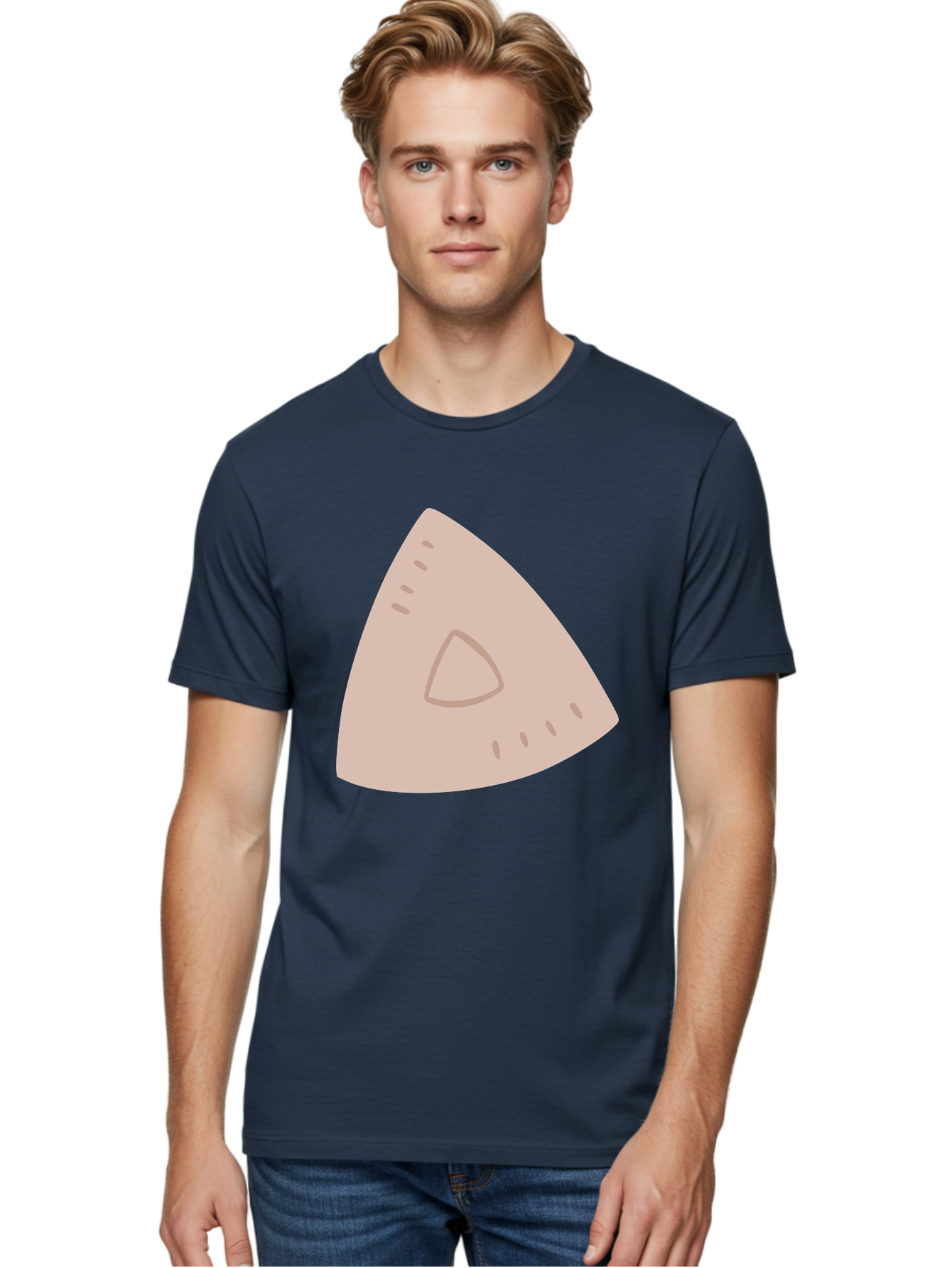 Triangle Men'S Graphic Tee, 100% Cotton, Comfortable Casual Summer Wear, Machine Washable, Tricorn Hat, Pirate Hat, Historical Fashion, 18Th Century Style, Cartoon Illustration, Minimalist Design, Simple Shapes, Muted Colors, Vintage Accessory Aac129 12