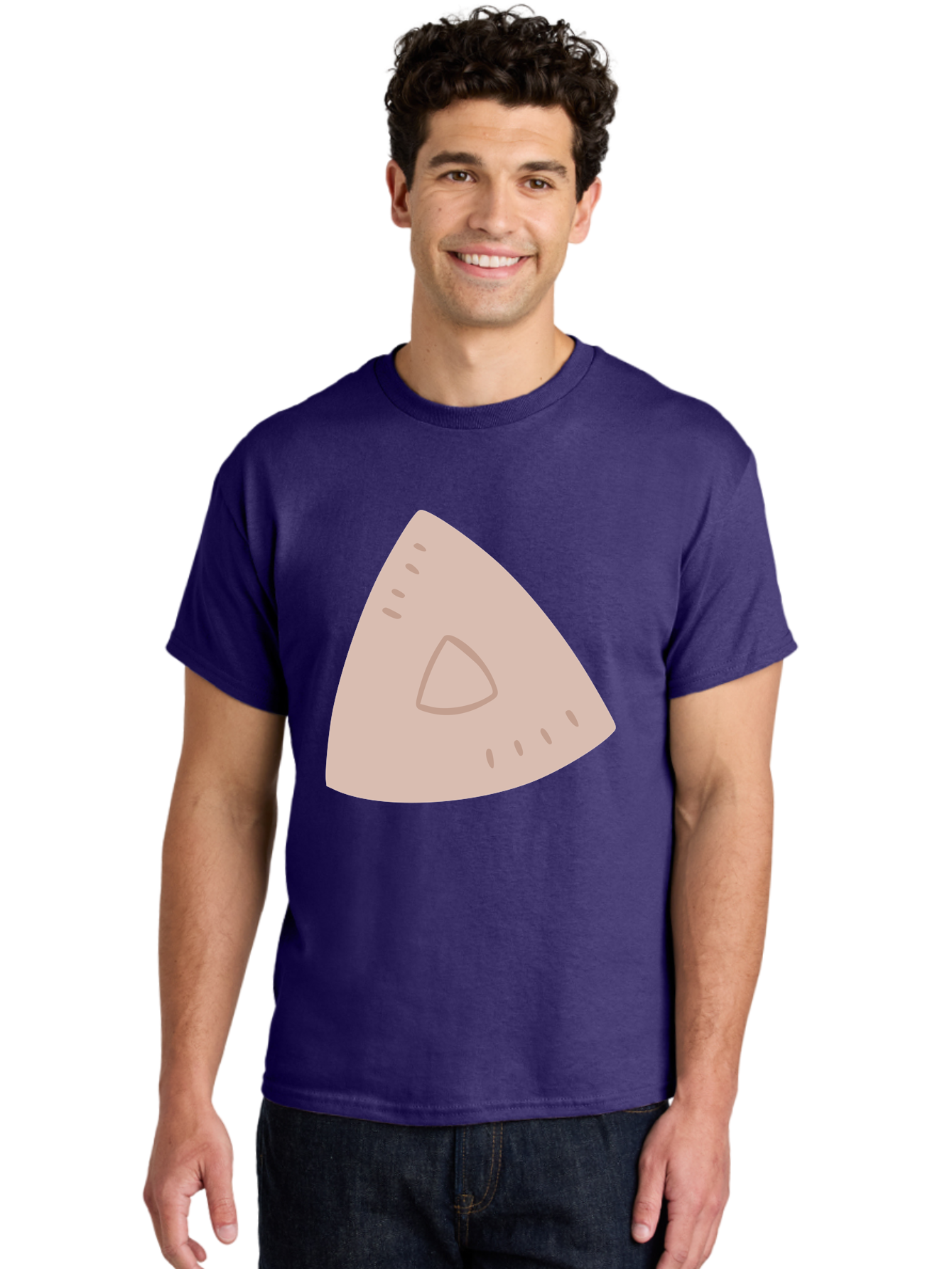 Triangle Men'S Graphic Tee, 100% Cotton, Comfortable Casual Summer Wear, Machine Washable, Tricorn Hat, Pirate Hat, Historical Fashion, 18Th Century Style, Cartoon Illustration, Minimalist Design, Simple Shapes, Muted Colors, Vintage Accessory Aac129 26