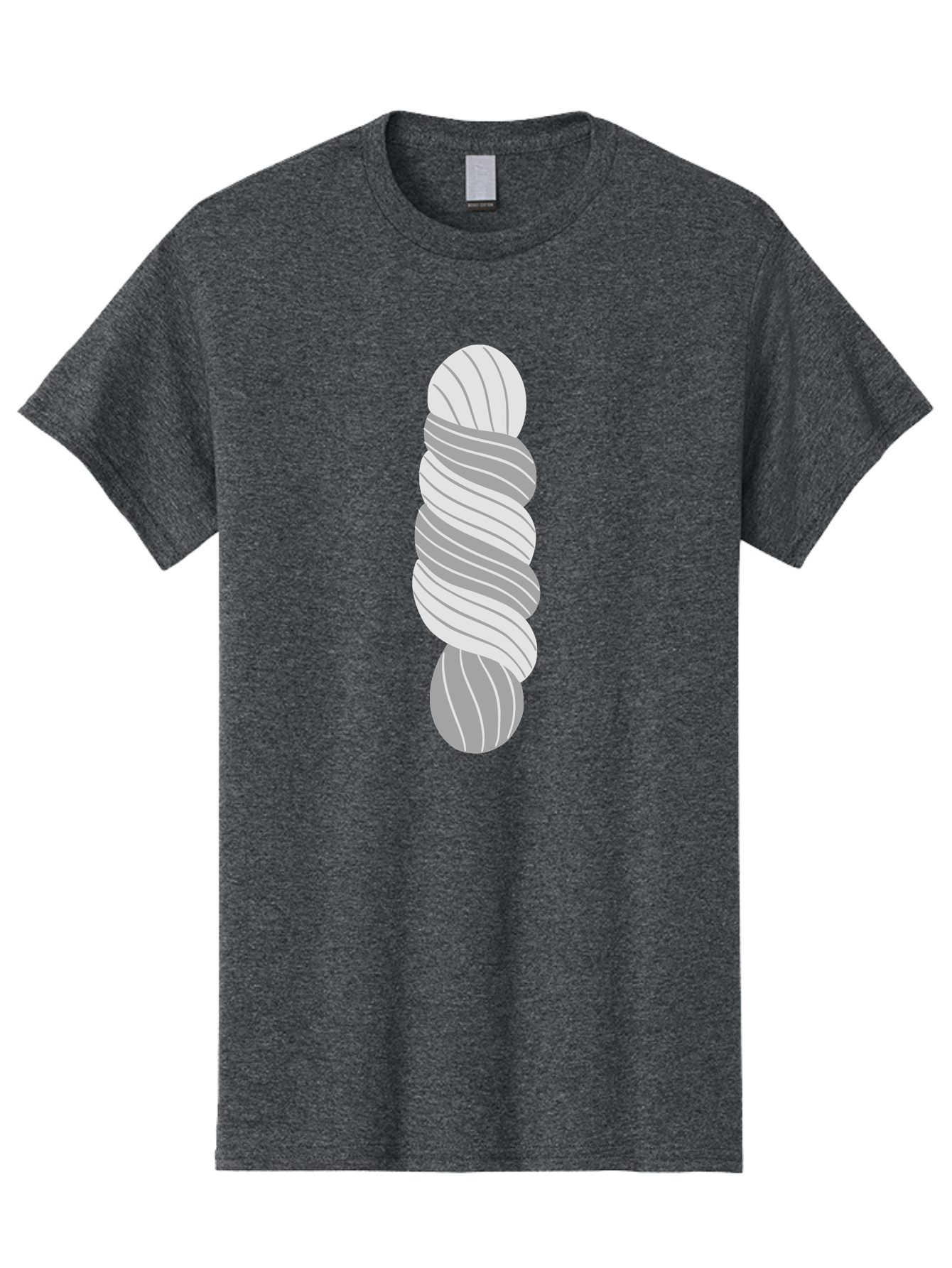Twisted-Rope Men'S Graphic Tee, 100% Cotton, Comfortable Casual Summer Wear, Machine Washable, Twisted Yarn, Knitting Material, Gray And White Yarn, Crafting Supplies, Textile Art, Creative Hobbies, Diy Projects, Handmade Crafts Aac131 11