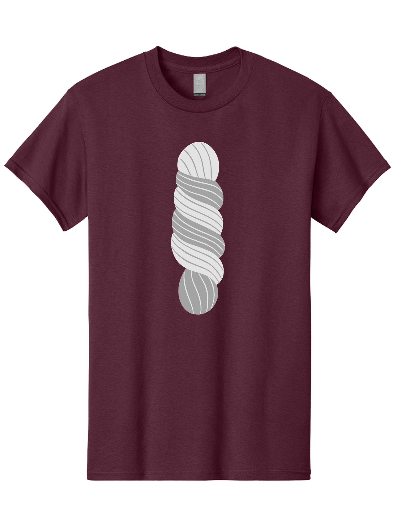 Twisted-Rope Men'S Graphic Tee, 100% Cotton, Comfortable Casual Summer Wear, Machine Washable, Twisted Yarn, Knitting Material, Gray And White Yarn, Crafting Supplies, Textile Art, Creative Hobbies, Diy Projects, Handmade Crafts Aac131 19