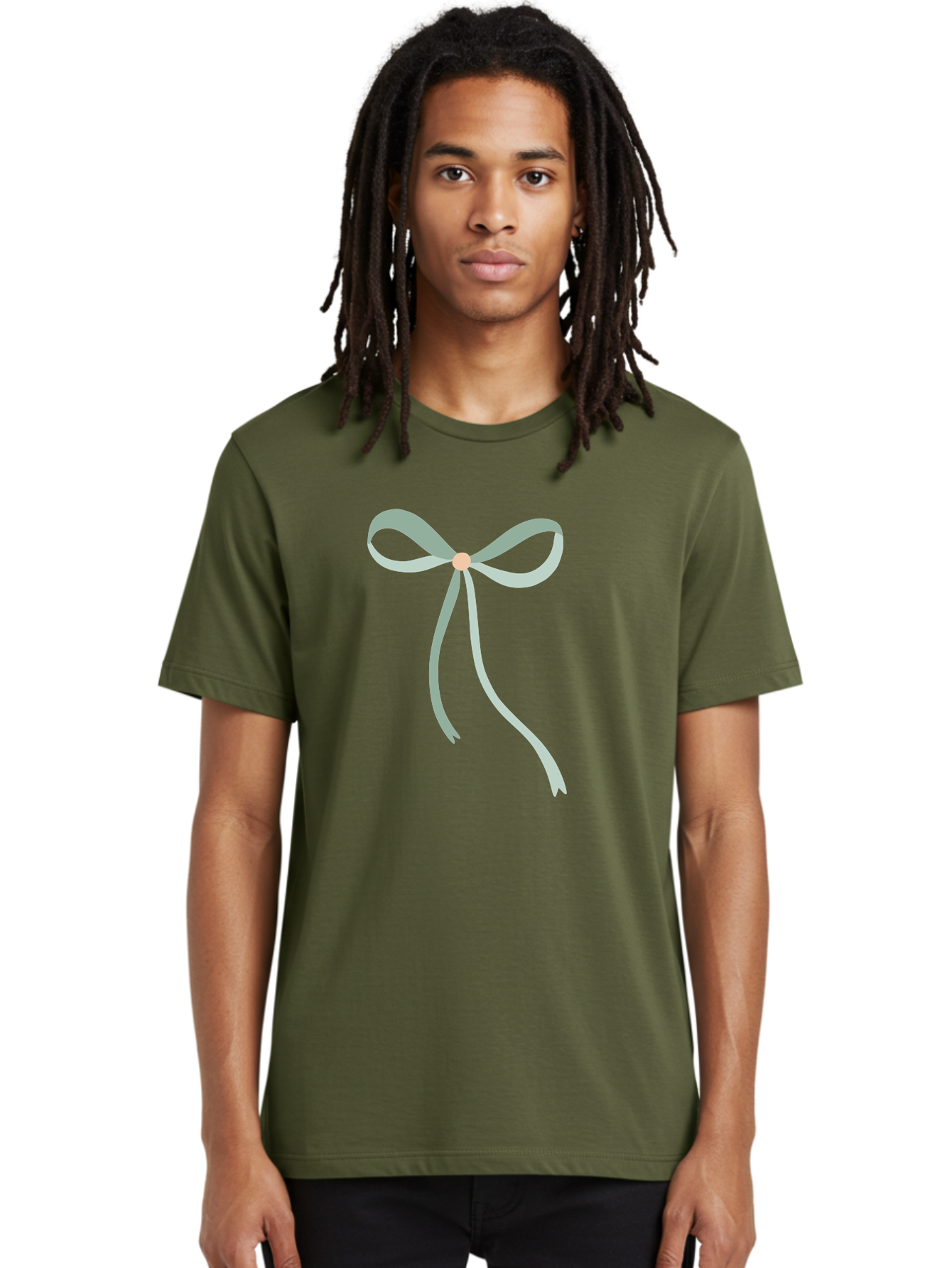White-Bow Men'S Graphic Tee, 100% Cotton, Comfortable Casual Summer Wear, Machine Washable, Grey Ribbon, Bow Decoration, Gift Wrapping, Celebratory Decor, Party Favors, Elegant Design, Soft Pastel, Minimalist Style Aac134 28