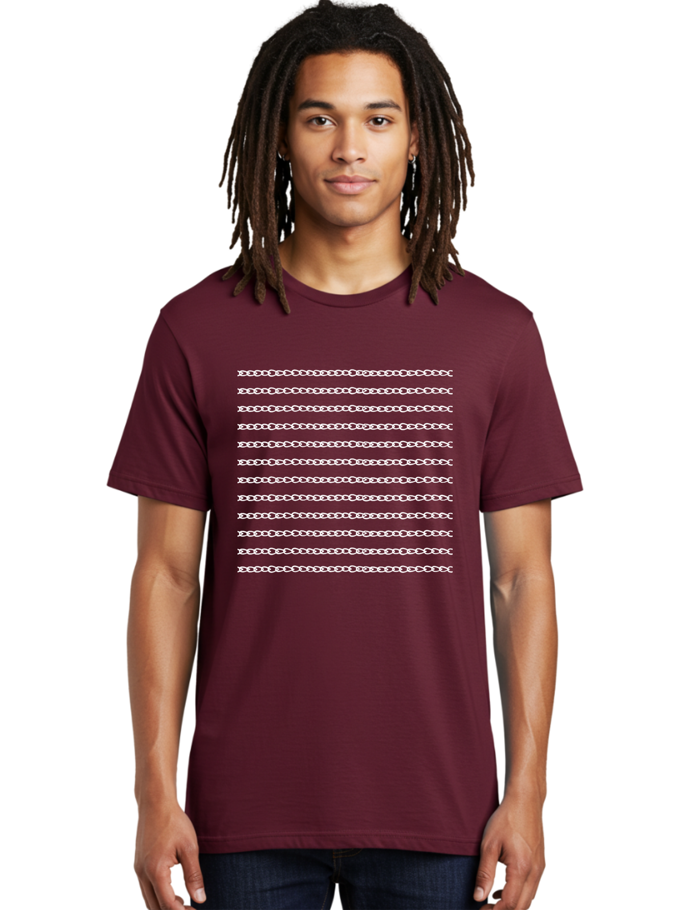 White-Chain-Pattern Men'S Graphic Tee, 100% Cotton, Comfortable Casual Summer Wear, Machine Washable, Chain Link Pattern, Seamless Texture, White Background, Subtle Design, Minimalist Aesthetic, Repeating Motif, Decorative Element, Aac135 6
