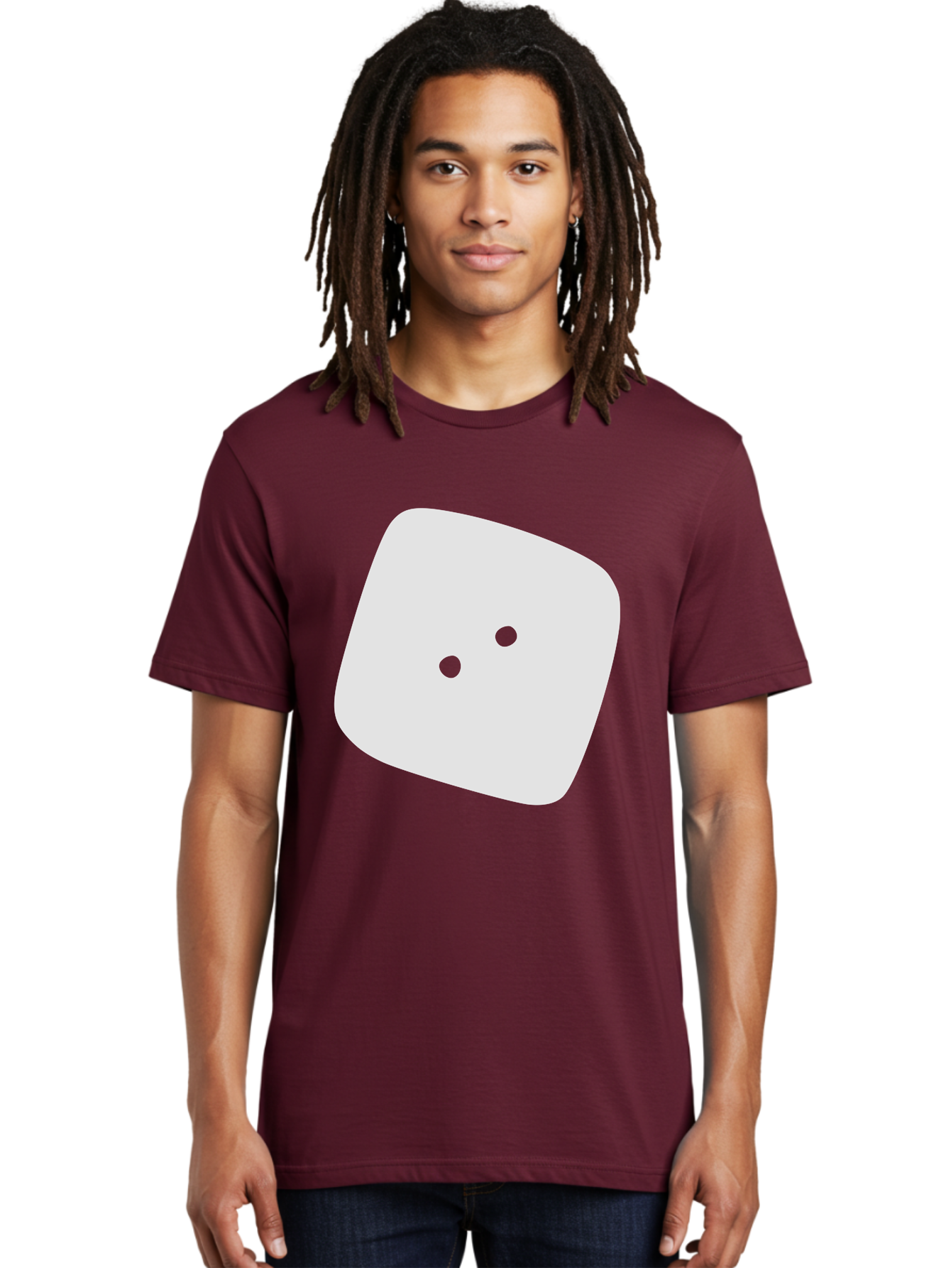 White-Rounded-Square-With-Two-Green-Dots Men'S Graphic Tee, 100% Cotton, Comfortable Casual Summer Wear, Machine Washable, Simple Smiley Face, Minimalist Design, Cute Emoji, Rounded Square Shape, Green Dots, Friendly Expression, Digital Icon, Aac137 8