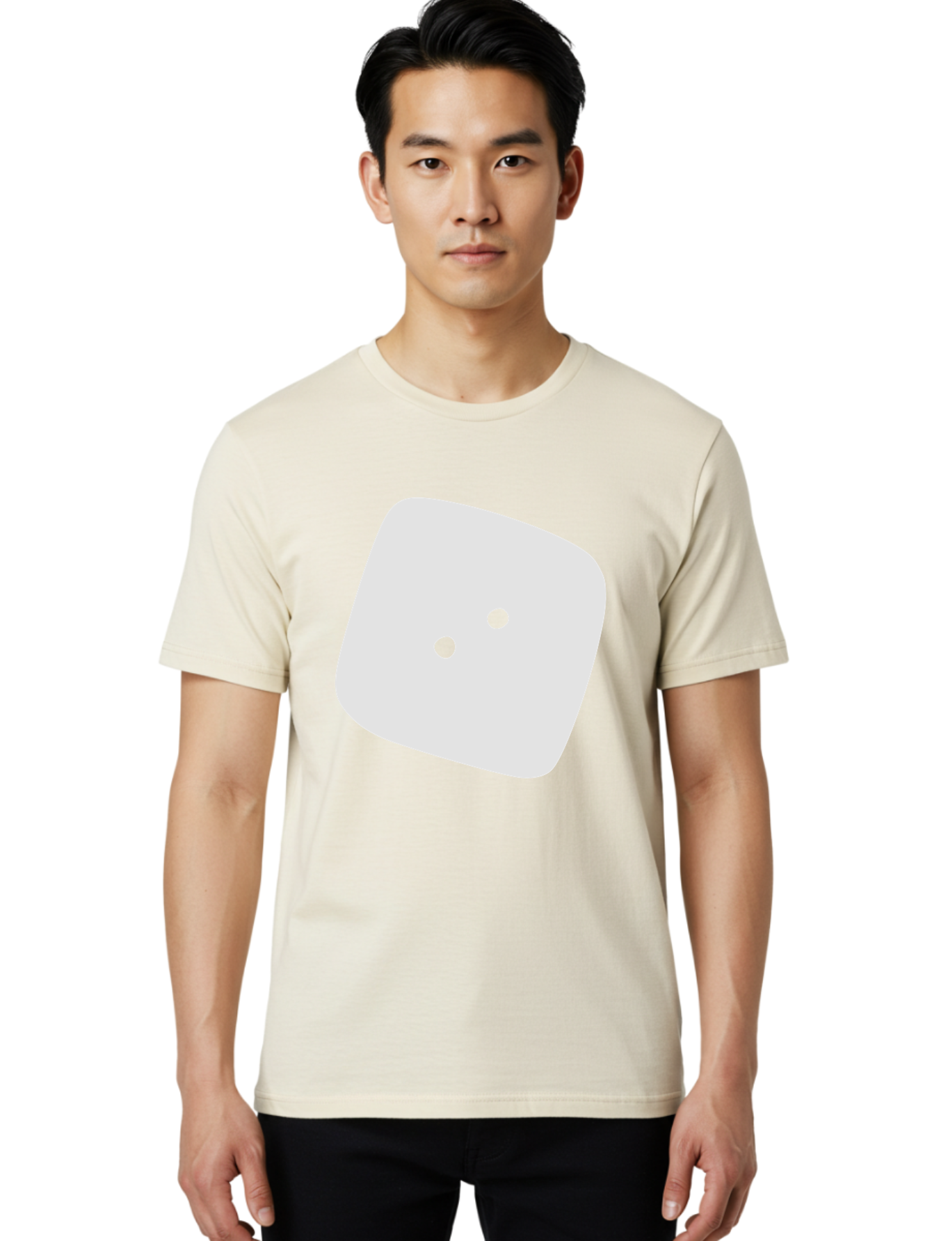 White-Rounded-Square-With-Two-Green-Dots Men'S Graphic Tee, 100% Cotton, Comfortable Casual Summer Wear, Machine Washable, Simple Smiley Face, Minimalist Design, Cute Emoji, Rounded Square Shape, Green Dots, Friendly Expression, Digital Icon, Aac137 22