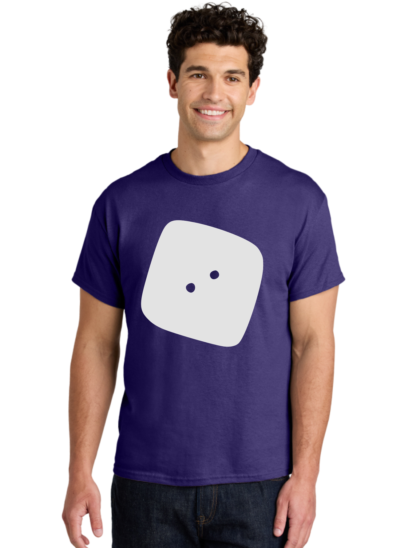 White-Rounded-Square-With-Two-Green-Dots Men'S Graphic Tee, 100% Cotton, Comfortable Casual Summer Wear, Machine Washable, Simple Smiley Face, Minimalist Design, Cute Emoji, Rounded Square Shape, Green Dots, Friendly Expression, Digital Icon, Aac137 10