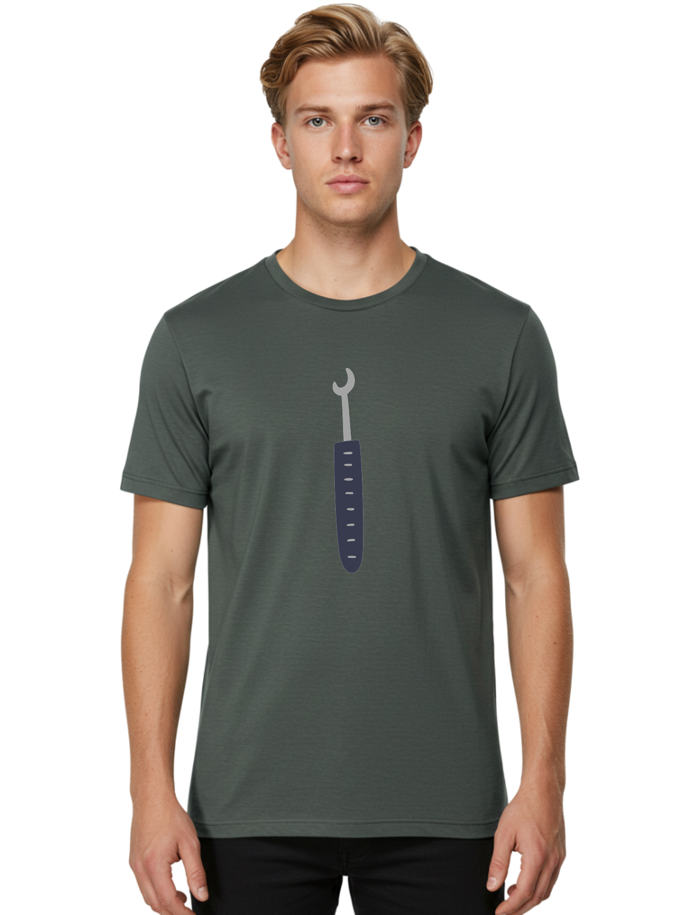 Wrench Men'S Graphic Tee, 100% Cotton, Comfortable Casual Summer Wear, Machine Washable, Adjustable Wrench, Metal Tool, Silver Wrench, Black Handle, Ergonomic Grip, Technical Illustration, Modern Design, Hand Tool Aac140 10
