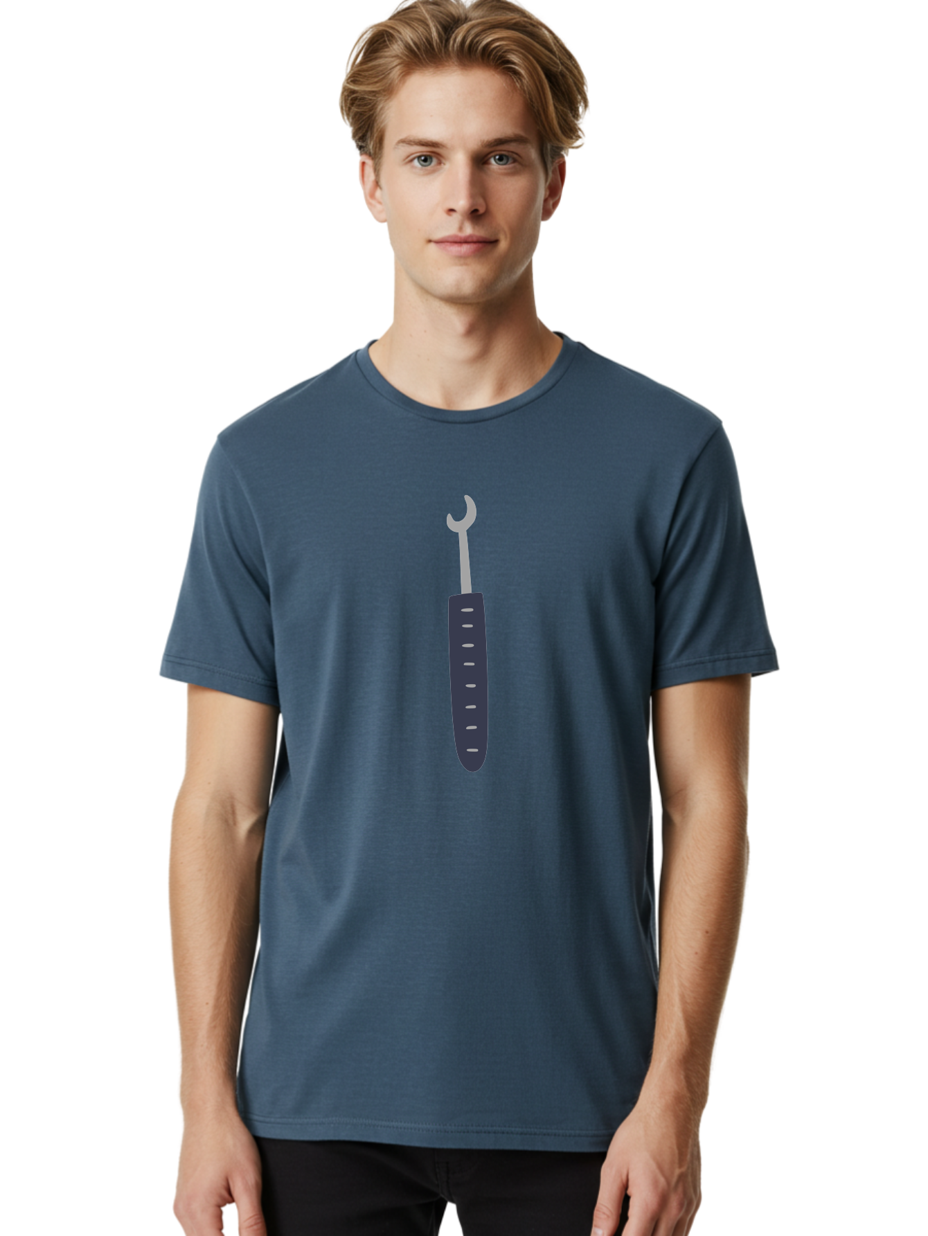 Wrench Men'S Graphic Tee, 100% Cotton, Comfortable Casual Summer Wear, Machine Washable, Adjustable Wrench, Metal Tool, Silver Wrench, Black Handle, Ergonomic Grip, Technical Illustration, Modern Design, Hand Tool Aac140 16