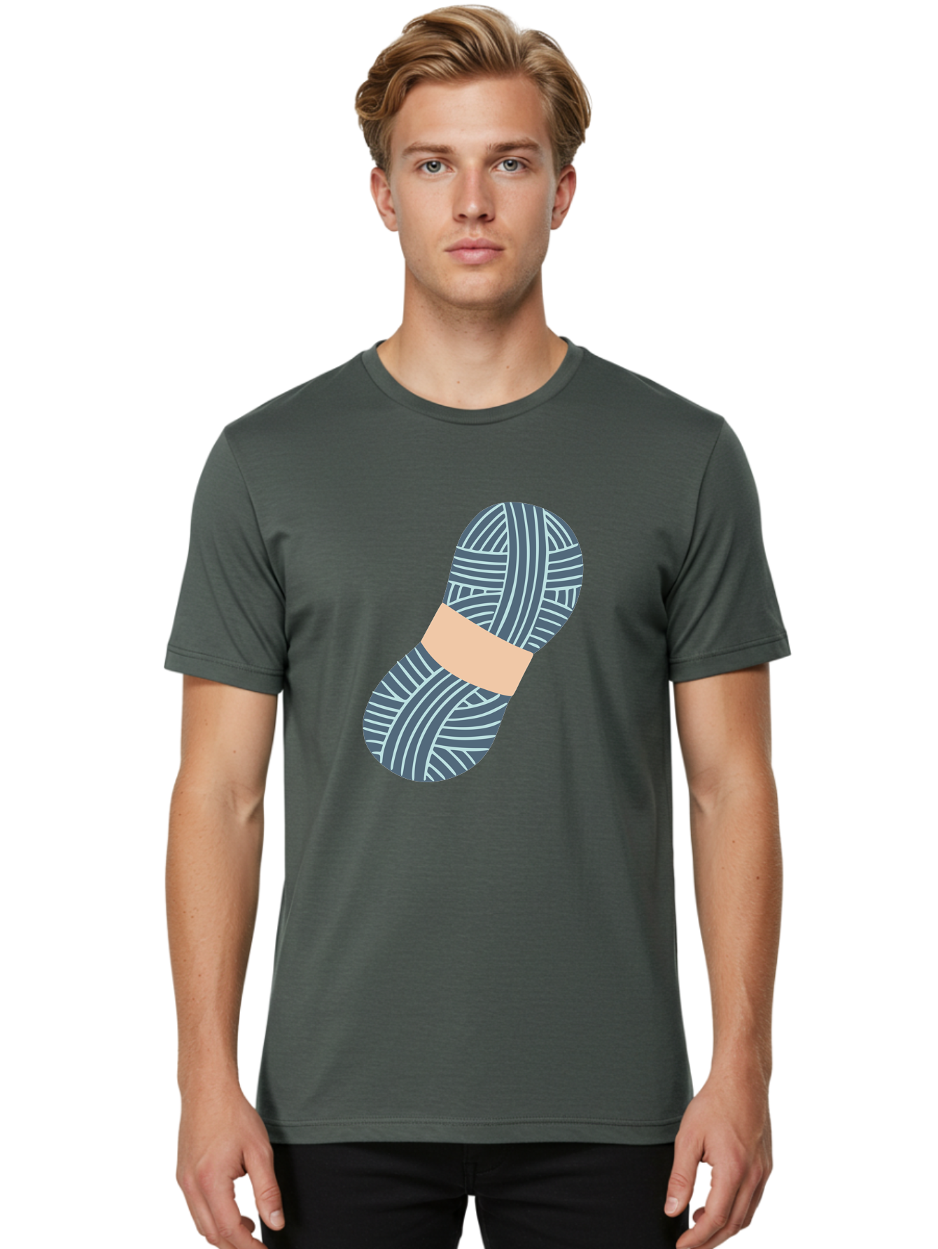 Yarn-Ball-1 Men'S Graphic Tee, 100% Cotton, Comfortable Casual Summer Wear, Machine Washable, Gray Yarn, White Stripes, Yarn Ball, Knitting Supplies, Crochet Materials, Craft Project Aac144 20