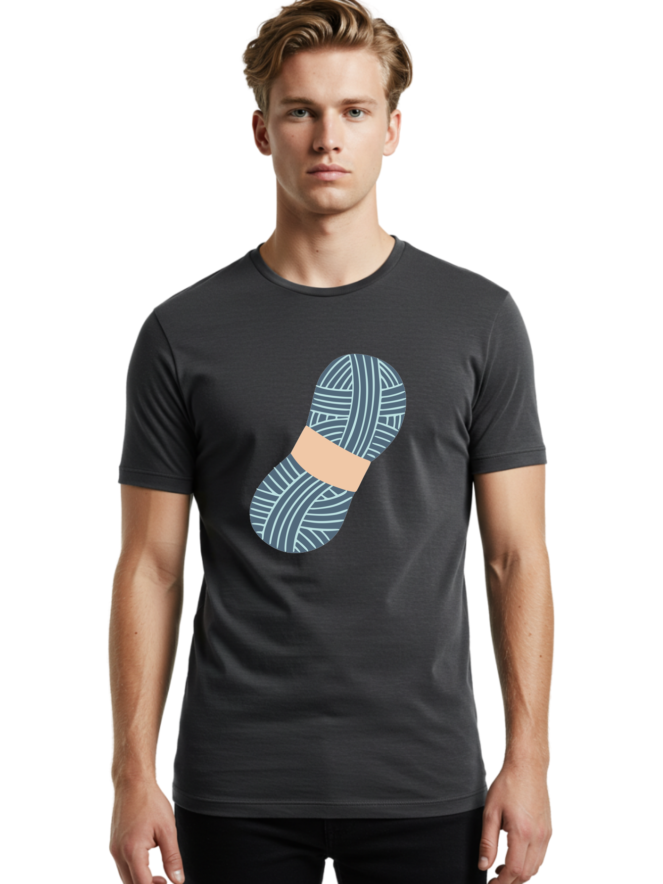 Yarn-Ball-1 Men'S Graphic Tee, 100% Cotton, Comfortable Casual Summer Wear, Machine Washable, Gray Yarn, White Stripes, Yarn Ball, Knitting Supplies, Crochet Materials, Craft Project Aac144 8