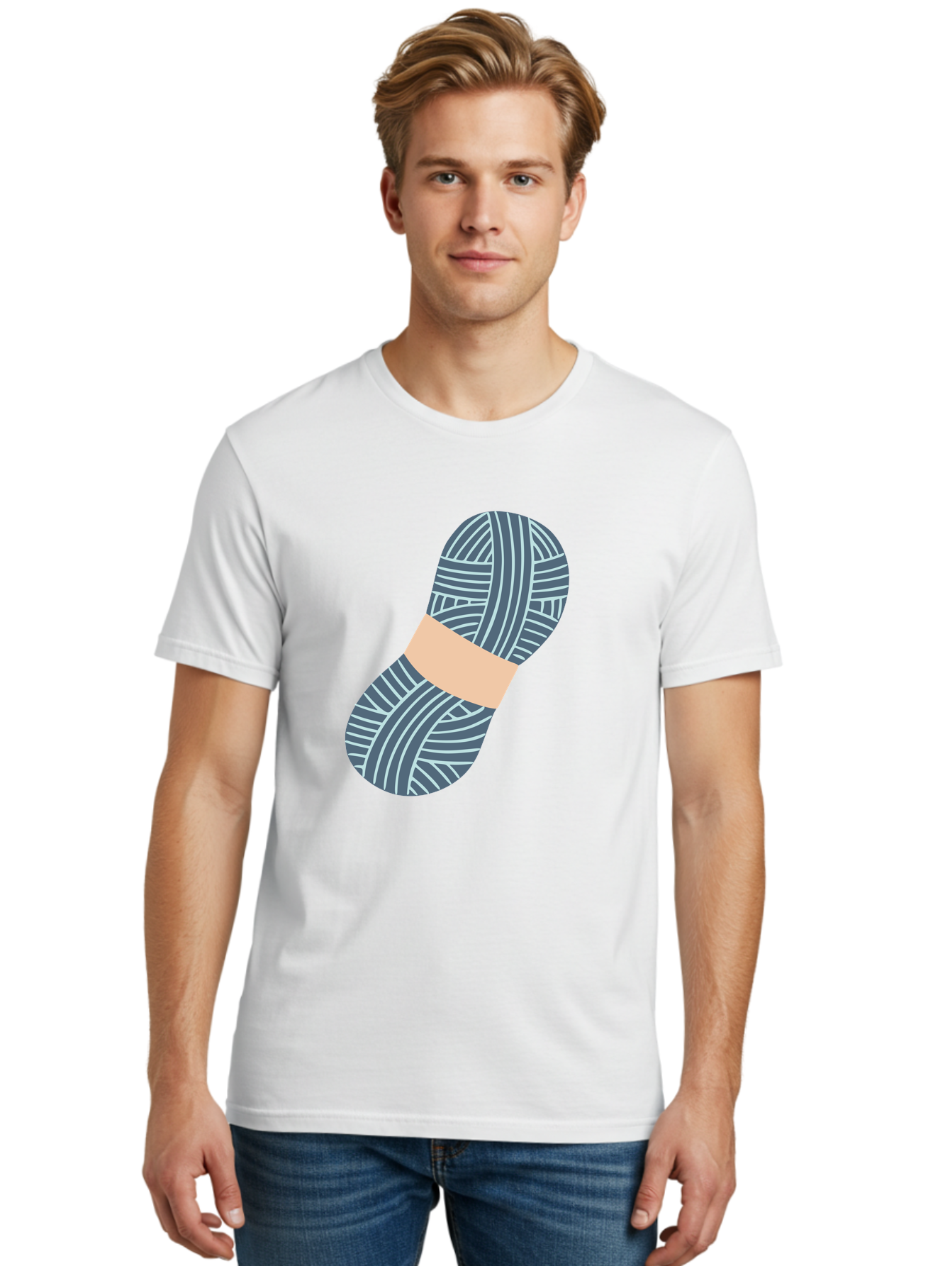 Yarn-Ball-1 Men'S Graphic Tee, 100% Cotton, Comfortable Casual Summer Wear, Machine Washable, Gray Yarn, White Stripes, Yarn Ball, Knitting Supplies, Crochet Materials, Craft Project Aac144 4