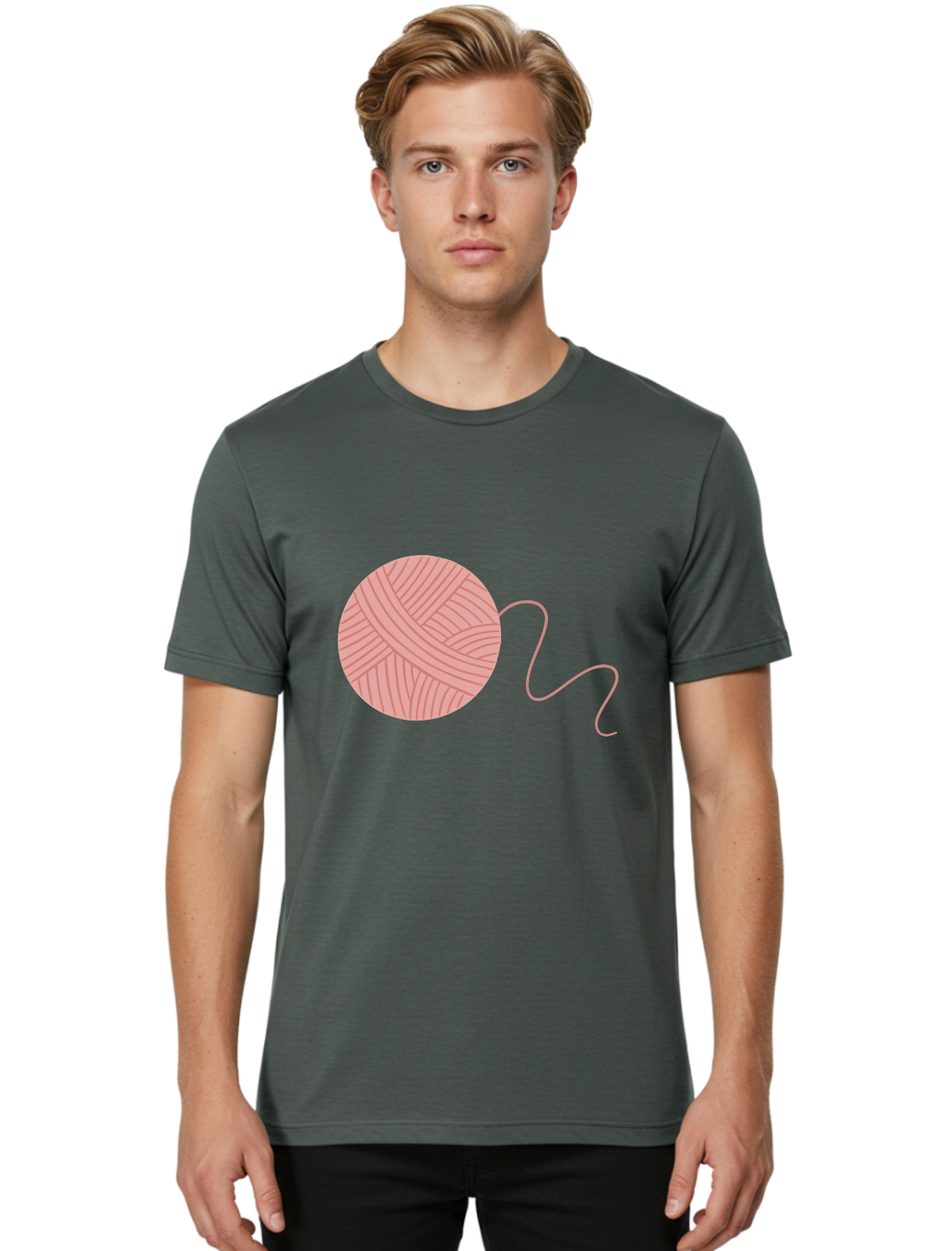 Yarn-Ball Men'S Graphic Tee, 100% Cotton, Comfortable Casual Summer Wear, Machine Washable, Pink Yarn, Ball Of Yarn, Knitting Supplies, Crochet Materials, Crafting Tools, Handmade Hobby, Diy Project, Yarn Thread, Pink Color Aac145 8