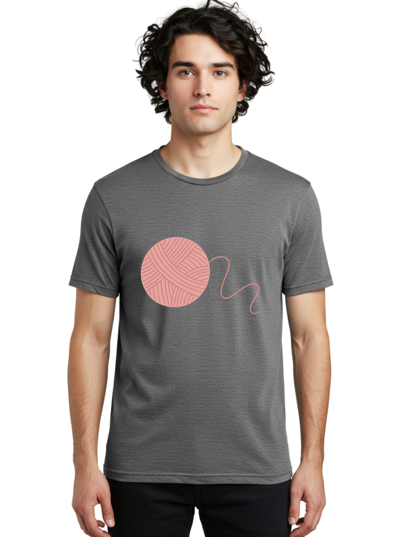 Yarn-Ball Men'S Graphic Tee, 100% Cotton, Comfortable Casual Summer Wear, Machine Washable, Pink Yarn, Ball Of Yarn, Knitting Supplies, Crochet Materials, Crafting Tools, Handmade Hobby, Diy Project, Yarn Thread, Pink Color Aac145 14