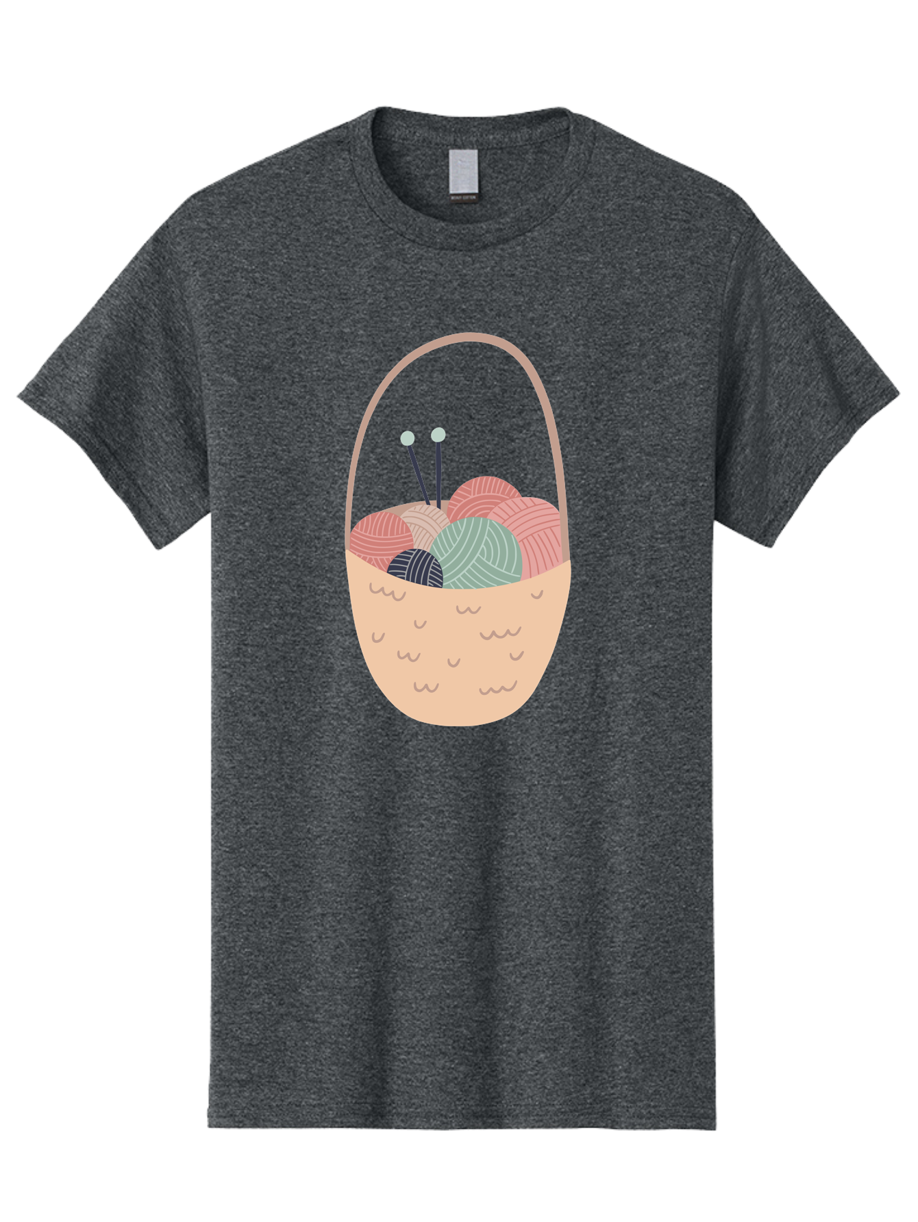 Yarn-Basket Men'S Graphic Tee, 100% Cotton, Comfortable Casual Summer Wear, Machine Washable, Yarn Balls, Knitting Needles, Knitting Basket, Pastel Colors, Hobby Supplies, Crafting Tools, Diy Accessories, Handmade Materials Aac146 27