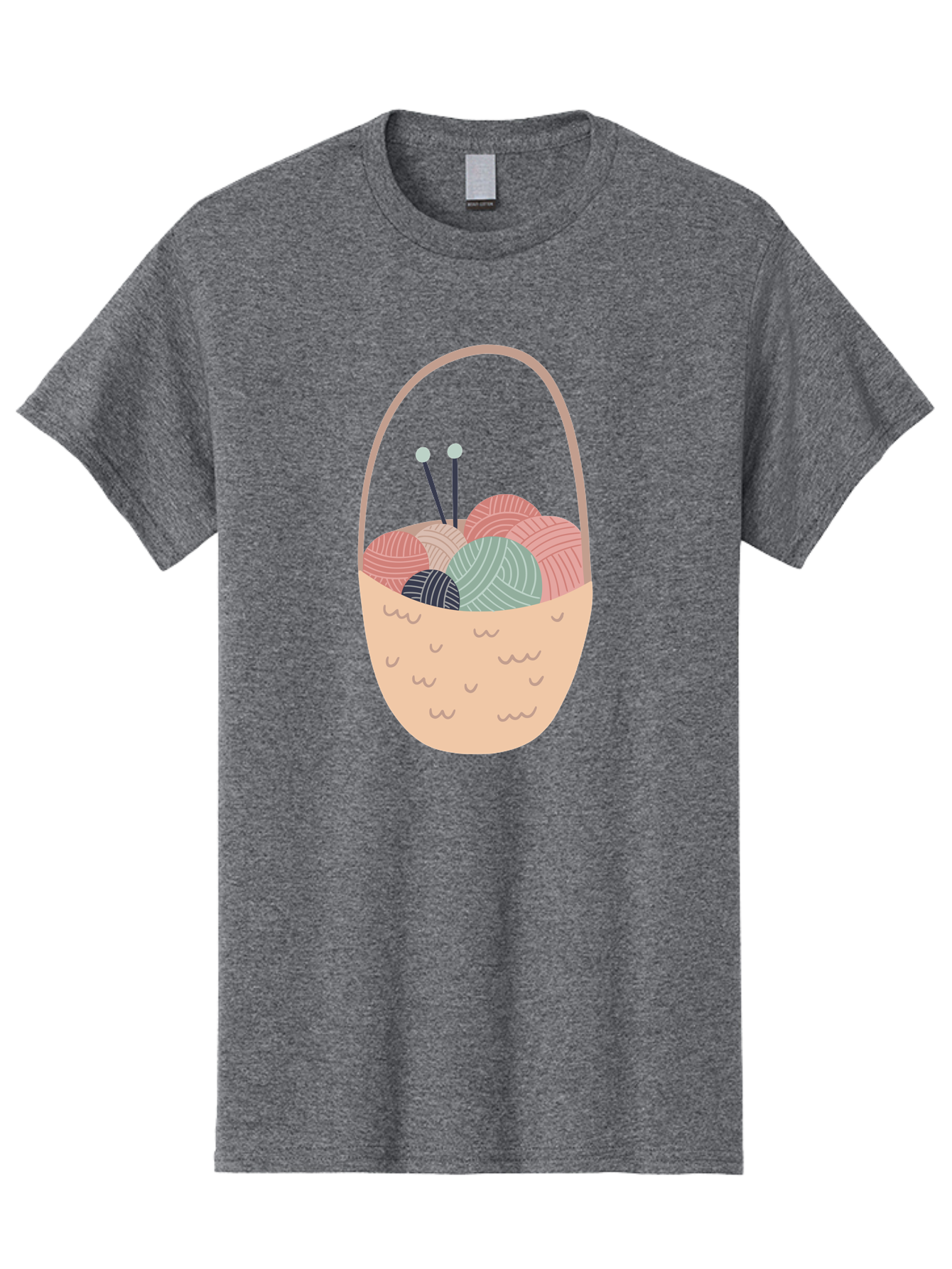 Yarn-Basket Men'S Graphic Tee, 100% Cotton, Comfortable Casual Summer Wear, Machine Washable, Yarn Balls, Knitting Needles, Knitting Basket, Pastel Colors, Hobby Supplies, Crafting Tools, Diy Accessories, Handmade Materials Aac146 7