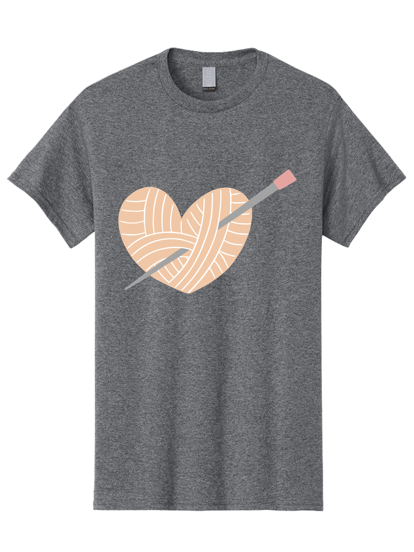 Yarn-Heart-Knitting-Needles Men'S Graphic Tee, 100% Cotton, Comfortable Casual Summer Wear, Machine Washable, Heart Shaped Yarn, Knitting Needles, Crochet, Handmade, Pink Yarn, Crafting, Hobby, Fiber Art, Knitting, Diy Aac147 3