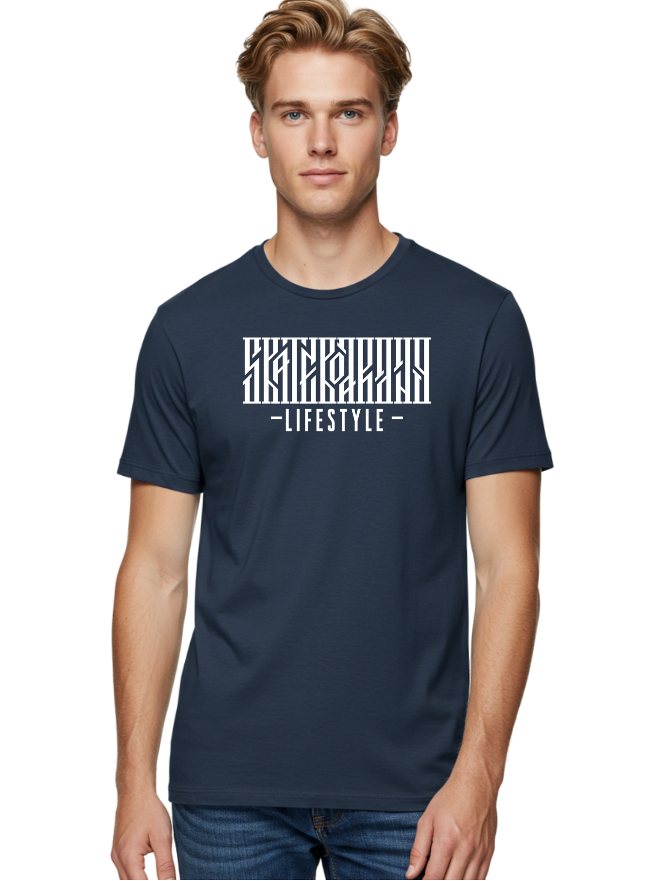 Lifestyle-1 Men'S Graphic Tee, 100% Cotton, Comfortable Casual Summer Wear, Machine Washable, Lifestyle Branding, White Typography, Modern Design, Geometric Patterns, Fashion Statement, Urban Style, Chic Aesthetics Aac151 20