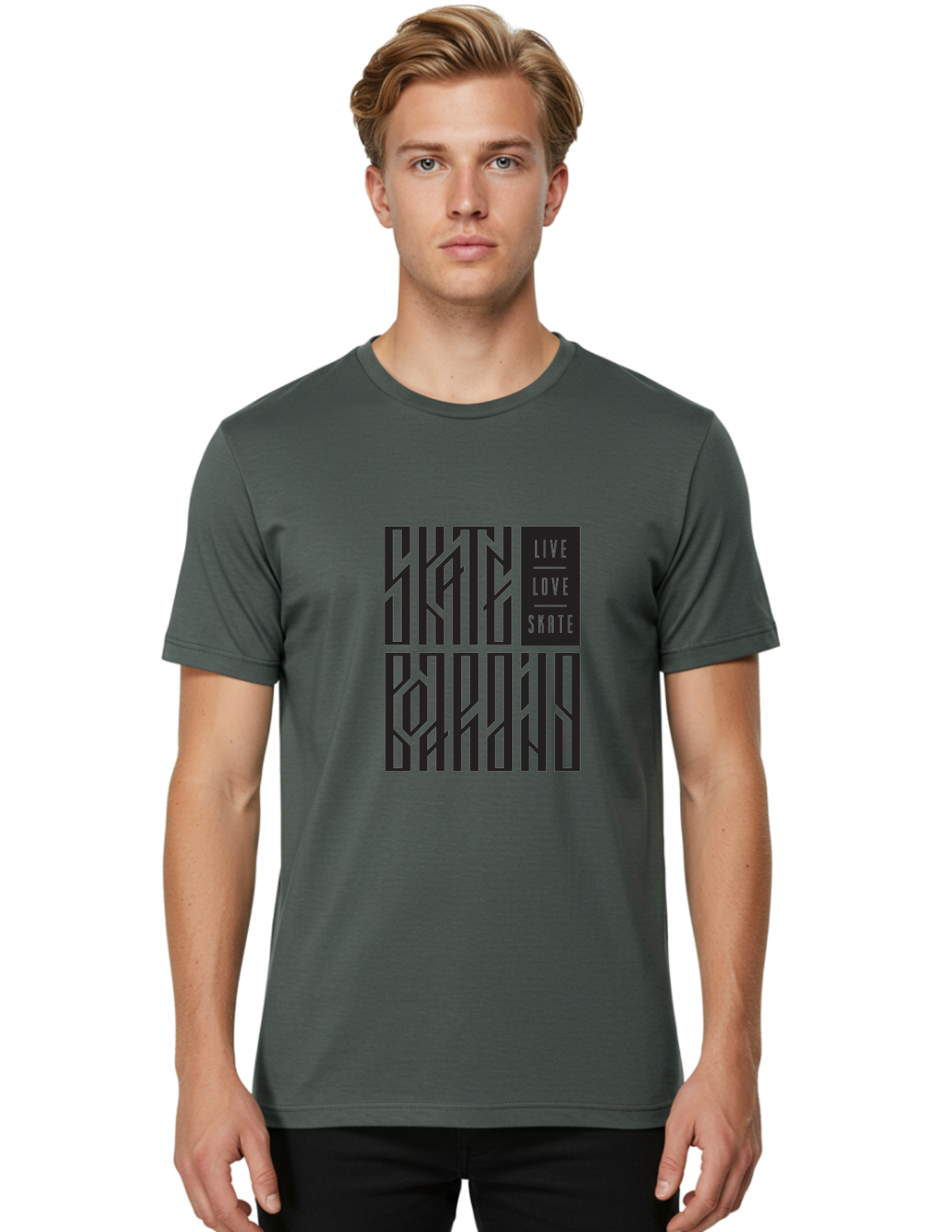 Live-Love-Skate Men'S Graphic Tee, 100% Cotton, Comfortable Casual Summer Wear, Machine Washable, Street Art Style, Skate Culture, Bold Typography, Urban Lifestyle, Action Sports, Graffiti-Inspired Design, Skateboarding Community Aac154 20