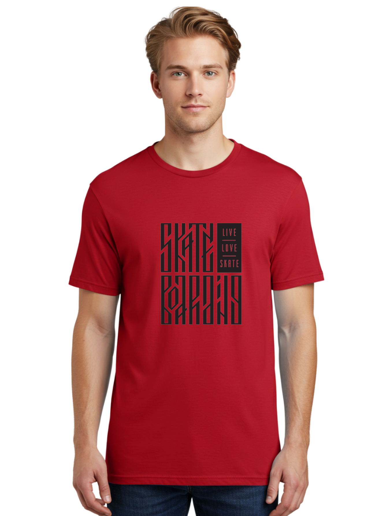 Live-Love-Skate Men'S Graphic Tee, 100% Cotton, Comfortable Casual Summer Wear, Machine Washable, Street Art Style, Skate Culture, Bold Typography, Urban Lifestyle, Action Sports, Graffiti-Inspired Design, Skateboarding Community Aac154 2