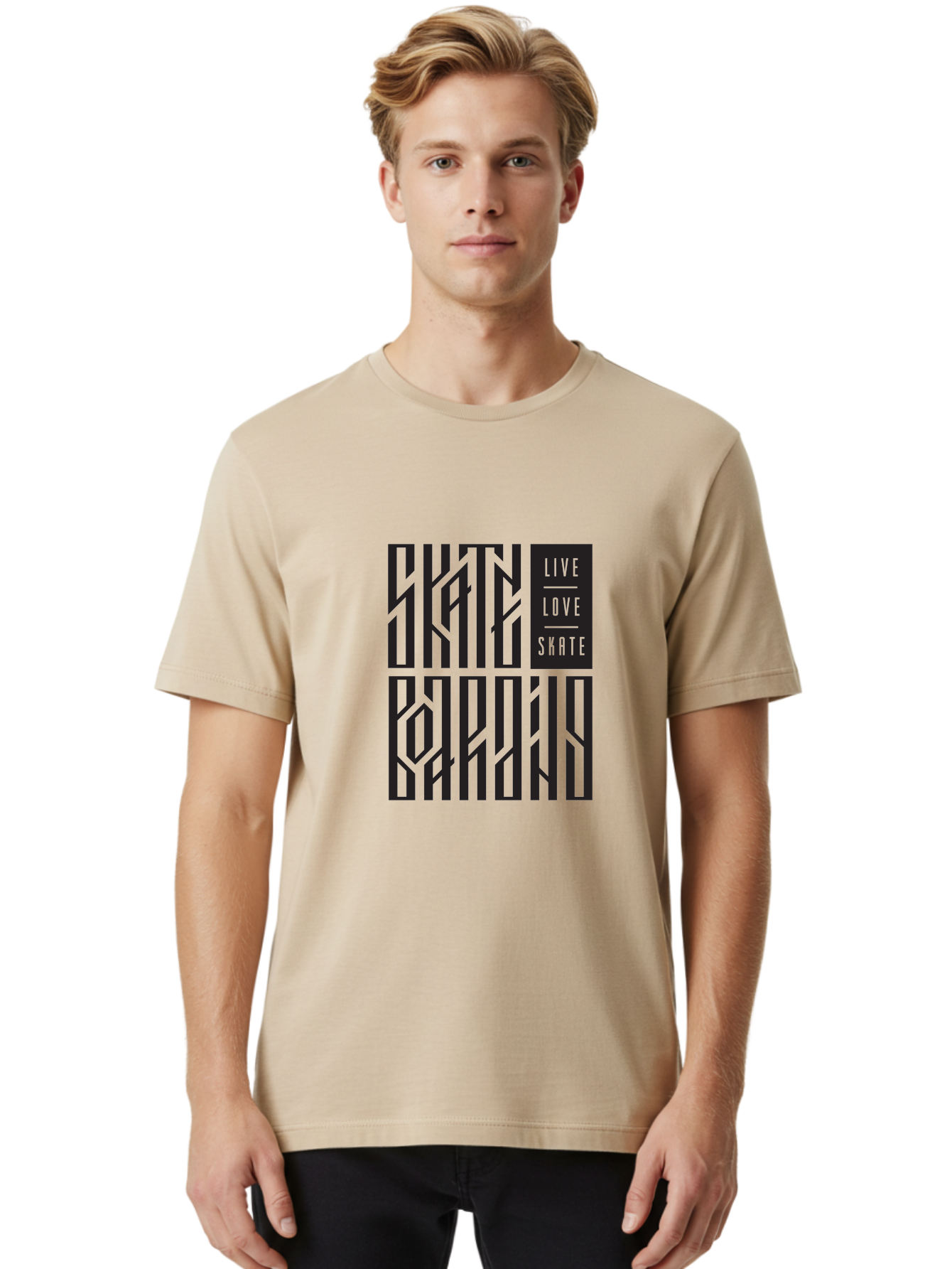Live-Love-Skate Men'S Graphic Tee, 100% Cotton, Comfortable Casual Summer Wear, Machine Washable, Street Art Style, Skate Culture, Bold Typography, Urban Lifestyle, Action Sports, Graffiti-Inspired Design, Skateboarding Community Aac154 8
