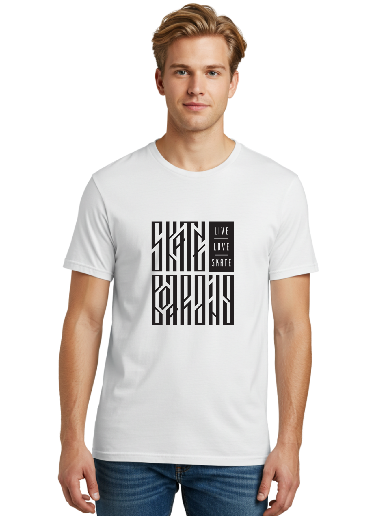 Live-Love-Skate Men'S Graphic Tee, 100% Cotton, Comfortable Casual Summer Wear, Machine Washable, Street Art Style, Skate Culture, Bold Typography, Urban Lifestyle, Action Sports, Graffiti-Inspired Design, Skateboarding Community Aac154 30
