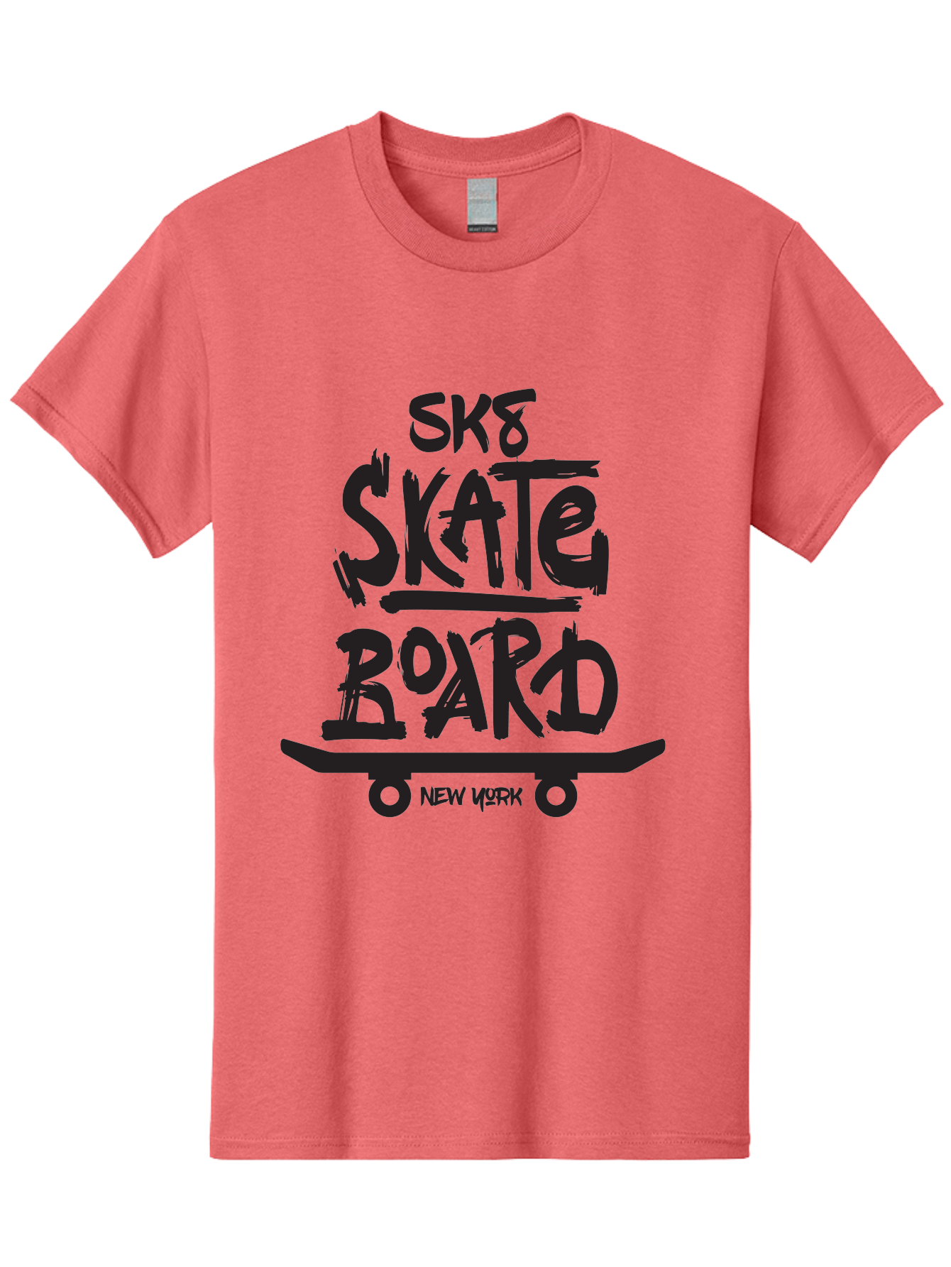 Sk8-Skate-Board-New-York Men'S Graphic Tee, 100% Cotton, Comfortable Casual Summer Wear, Machine Washable, Skateboard Culture, Street Skateboarding, New York Skate Scene, Skateboard Graphics, Urban Sports, Action Sports, Skateboard Art, Aac165 25