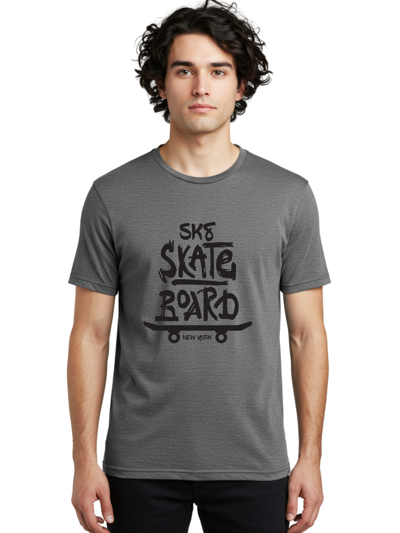 Sk8-Skate-Board-New-York Men'S Graphic Tee, 100% Cotton, Comfortable Casual Summer Wear, Machine Washable, Skateboard Culture, Street Skateboarding, New York Skate Scene, Skateboard Graphics, Urban Sports, Action Sports, Skateboard Art, Aac165 28