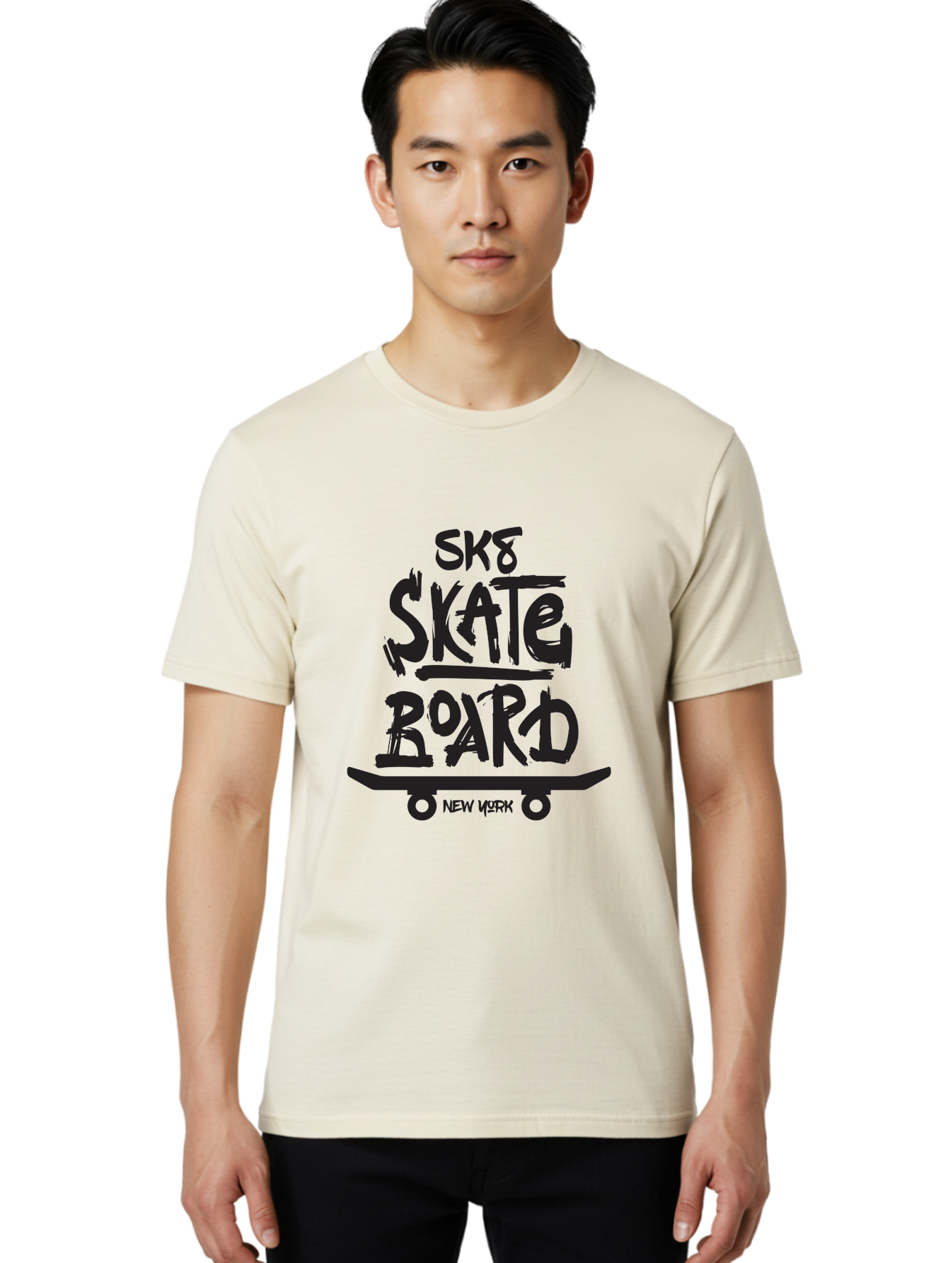 Sk8-Skate-Board-New-York Men'S Graphic Tee, 100% Cotton, Comfortable Casual Summer Wear, Machine Washable, Skateboard Culture, Street Skateboarding, New York Skate Scene, Skateboard Graphics, Urban Sports, Action Sports, Skateboard Art, Aac165 24