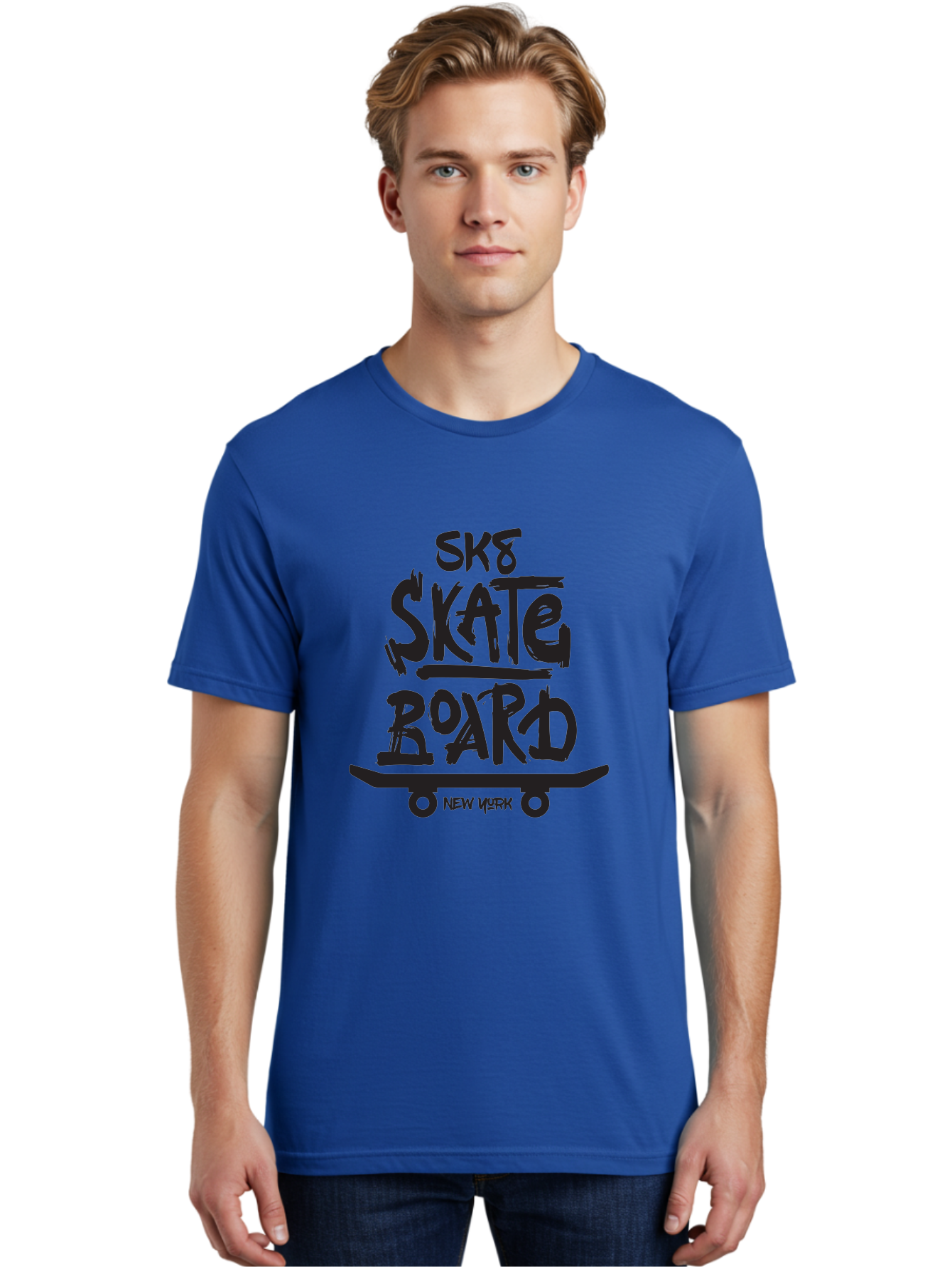 Sk8-Skate-Board-New-York Men'S Graphic Tee, 100% Cotton, Comfortable Casual Summer Wear, Machine Washable, Skateboard Culture, Street Skateboarding, New York Skate Scene, Skateboard Graphics, Urban Sports, Action Sports, Skateboard Art, Aac165 20