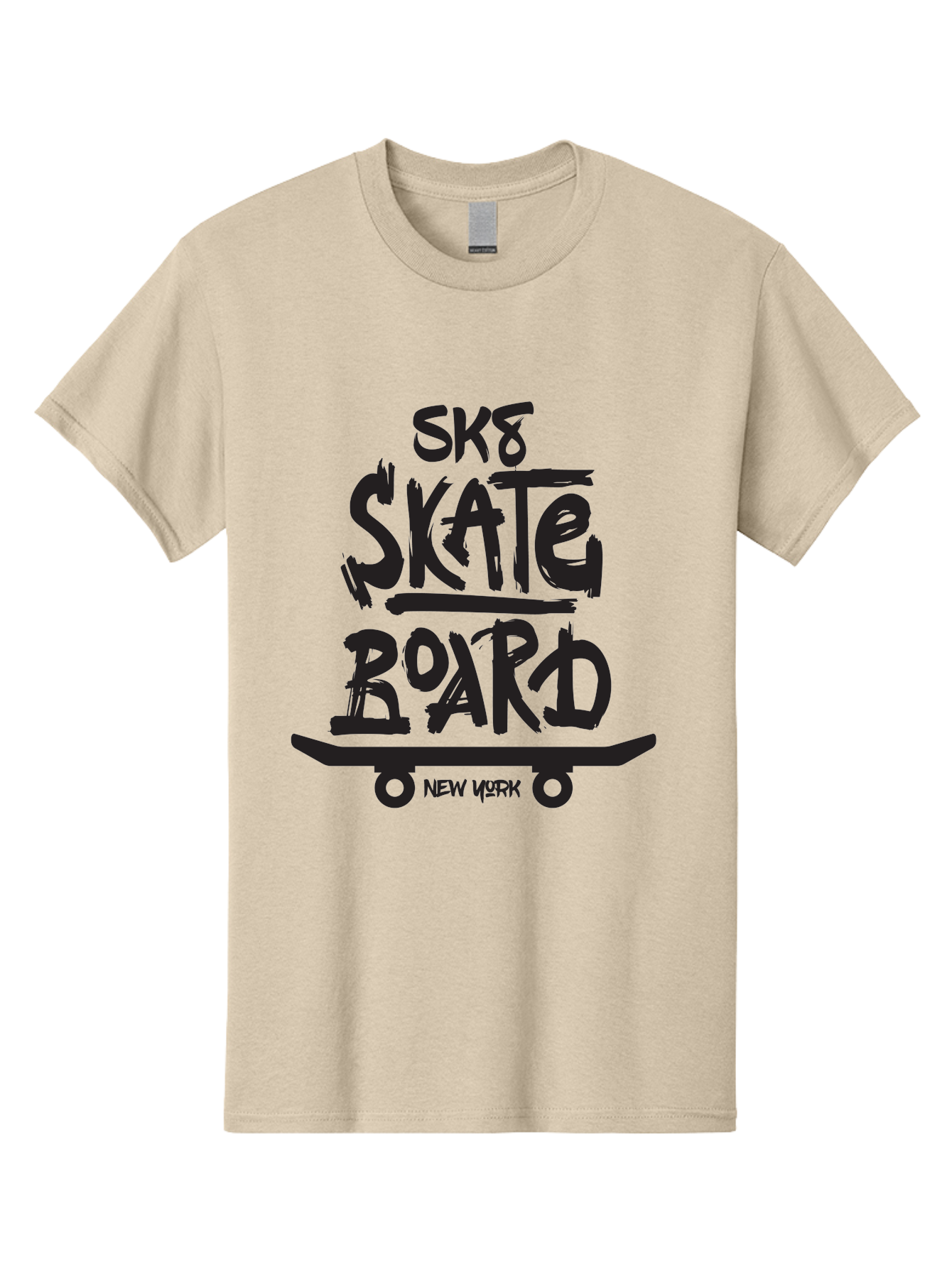 Sk8-Skate-Board-New-York Men'S Graphic Tee, 100% Cotton, Comfortable Casual Summer Wear, Machine Washable, Skateboard Culture, Street Skateboarding, New York Skate Scene, Skateboard Graphics, Urban Sports, Action Sports, Skateboard Art, Aac165 1
