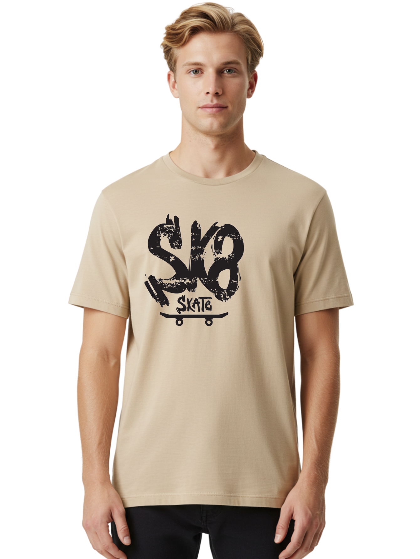 Sk8 Men'S Graphic Tee, 100% Cotton, Comfortable Casual Summer Wear, Machine Washable, Skateboarding Logo, Graffiti Style, Urban Culture, Street Art, Skateboard Graphics, Extreme Sports, Youth Culture, Edgy Design Aac167 16