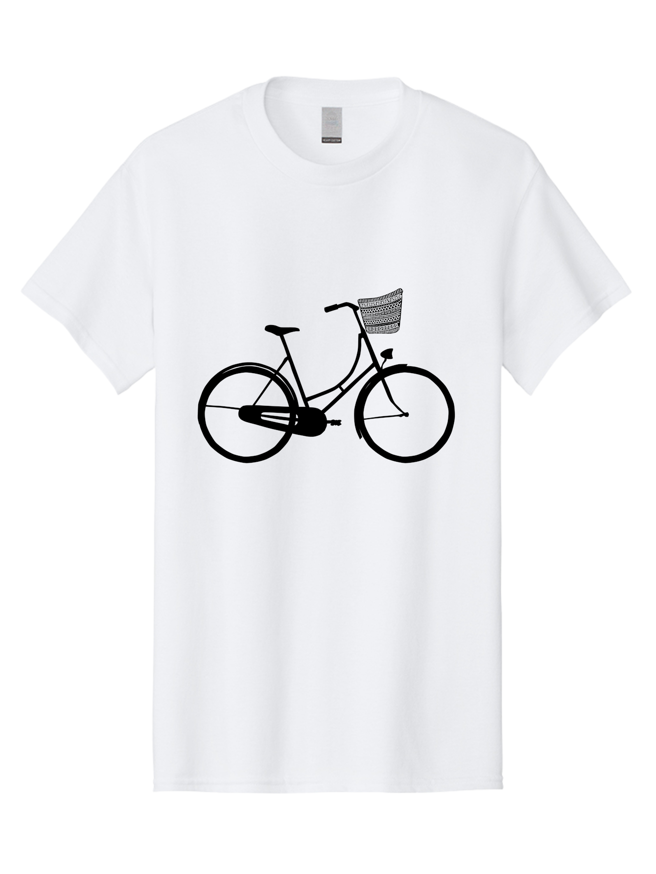 Bicycle-Silhouette Men'S Graphic Tee, 100% Cotton, Comfortable Casual Summer Wear, Machine Washable, Vintage Bicycle, Bike With Basket, Classic Cycling, Outdoor Recreation, Eco-Friendly Transportation, Leisurely Ride, Bicycle Silhouette Aac180 21