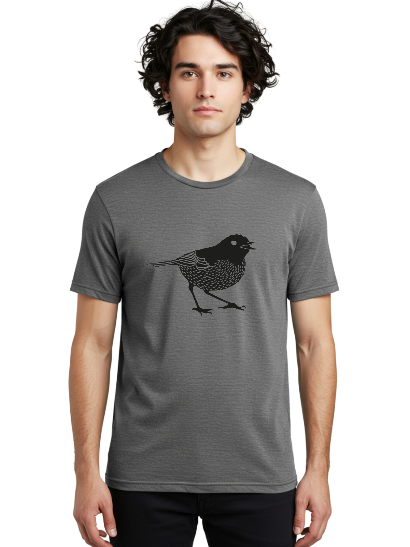 Bird-Silhouette Men'S Graphic Tee, 100% Cotton, Comfortable Casual Summer Wear, Machine Washable, Black Bird Silhouette, Graphic Illustration, Bird In Flight, Wildlife Art, Minimalist Design, Birdwatching, Ornithology Aac184 26