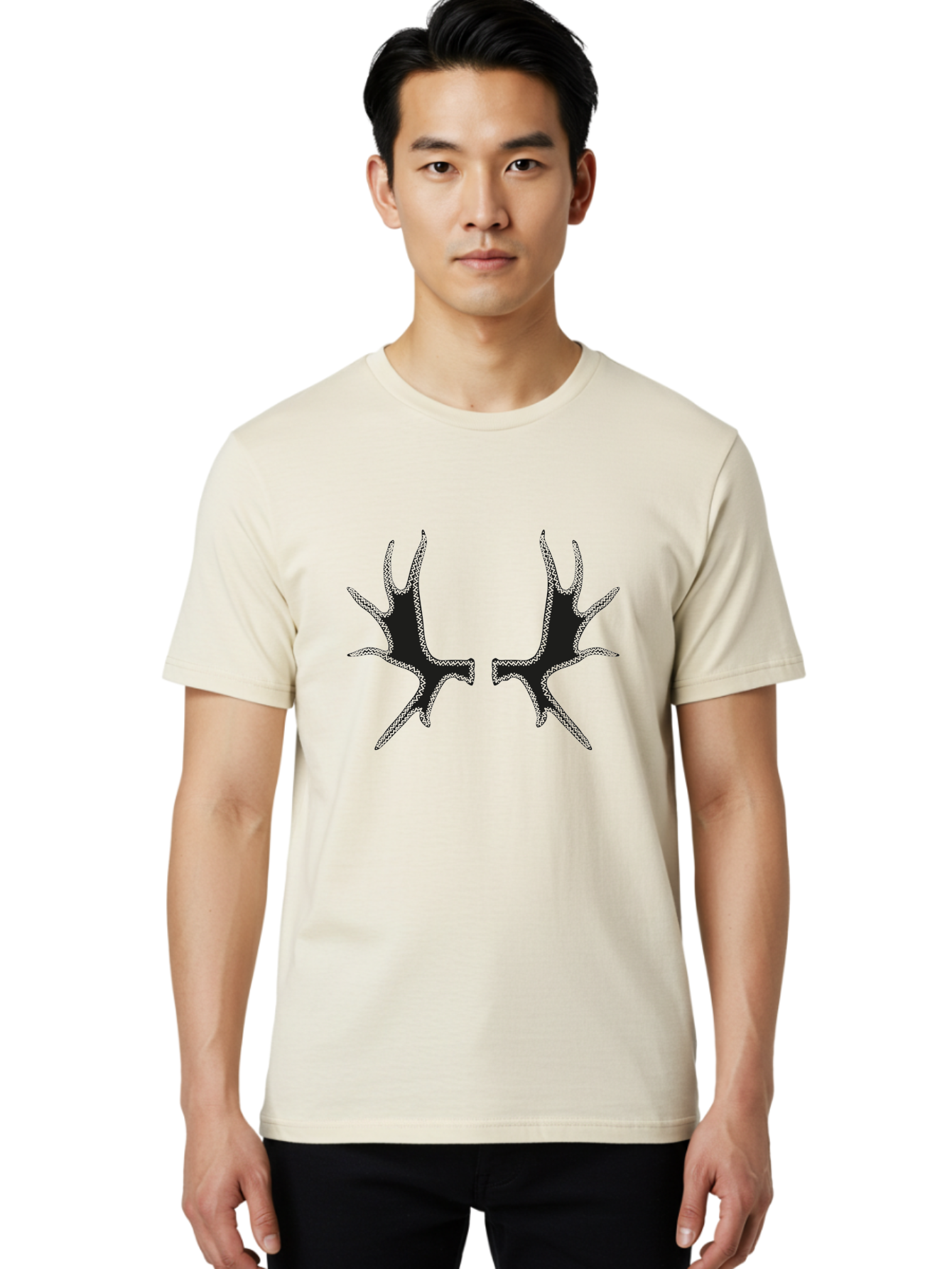 Bird-Tracks Men'S Graphic Tee, 100% Cotton, Comfortable Casual Summer Wear, Machine Washable, Handprint Art, Black Silhouettes, Finger Marks, Creative Designs, Abstract Shapes, Artistic Expressions, Unique Patterns Aac185 2