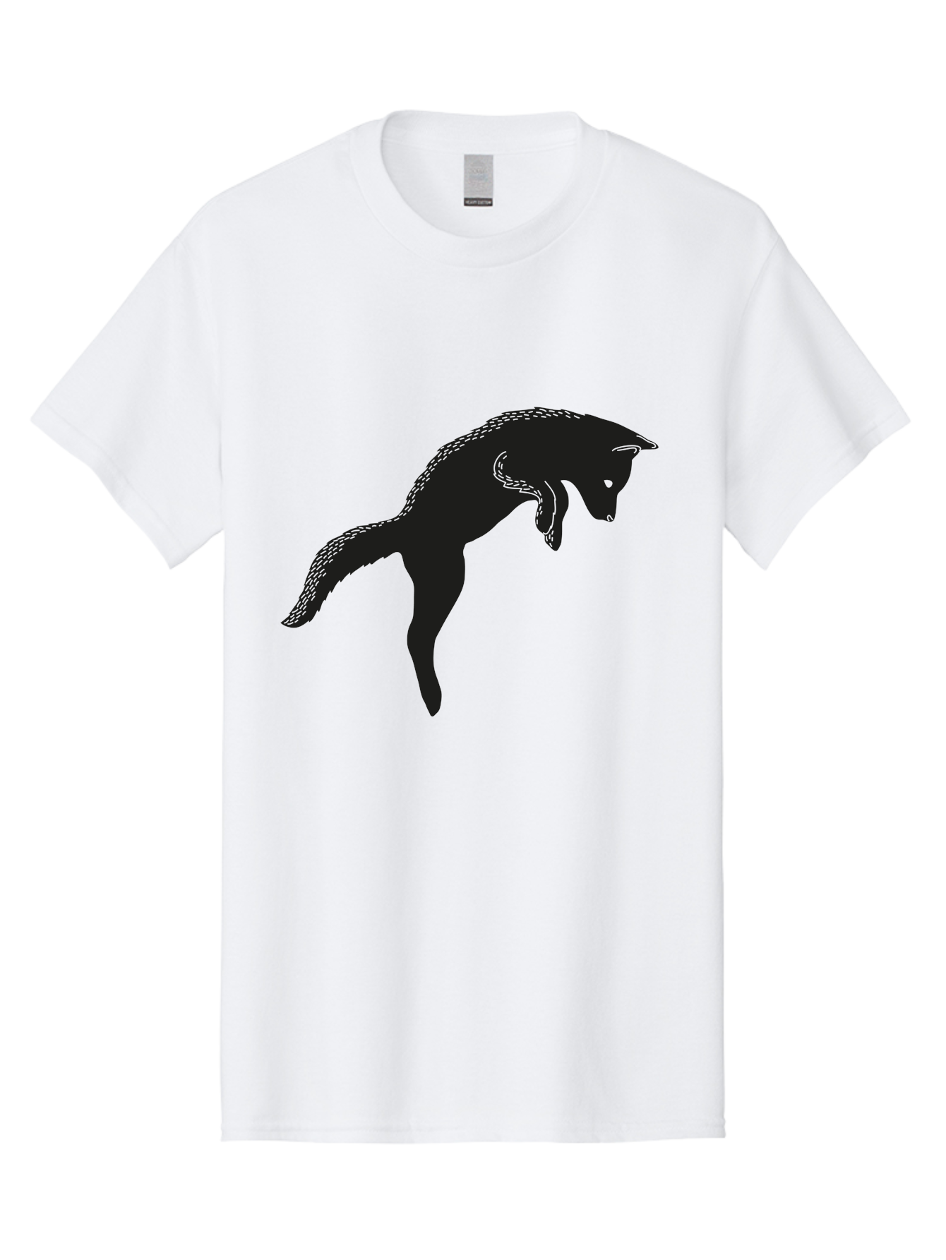Black-Fox-Silhouette Men'S Graphic Tee, 100% Cotton, Comfortable Casual Summer Wear, Machine Washable, Squirrel Silhouette, Animal Graphic, Wildlife Illustration, Forest Creature, Cute Animal, Jumping Squirrel, Nut Love, Tree Dweller, Aac190 19