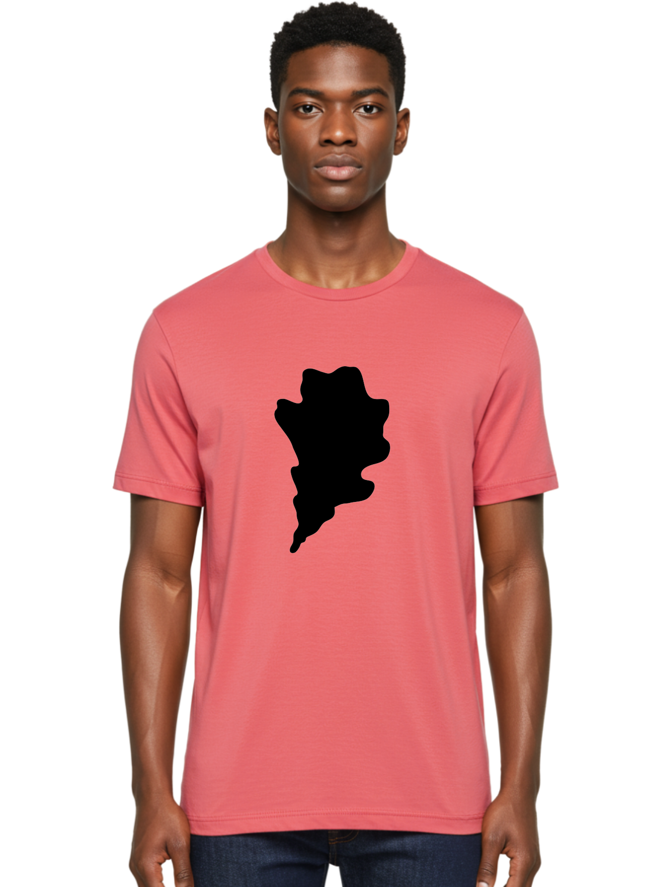 Black-Splash Men'S Graphic Tee, 100% Cotton, Comfortable Casual Summer Wear, Machine Washable, Abstract Shape, Irregular Form, Black Silhouette, Unique Design, Modern Art, Creative Element, Digital Graphic, Minimalist Style Aac192 2