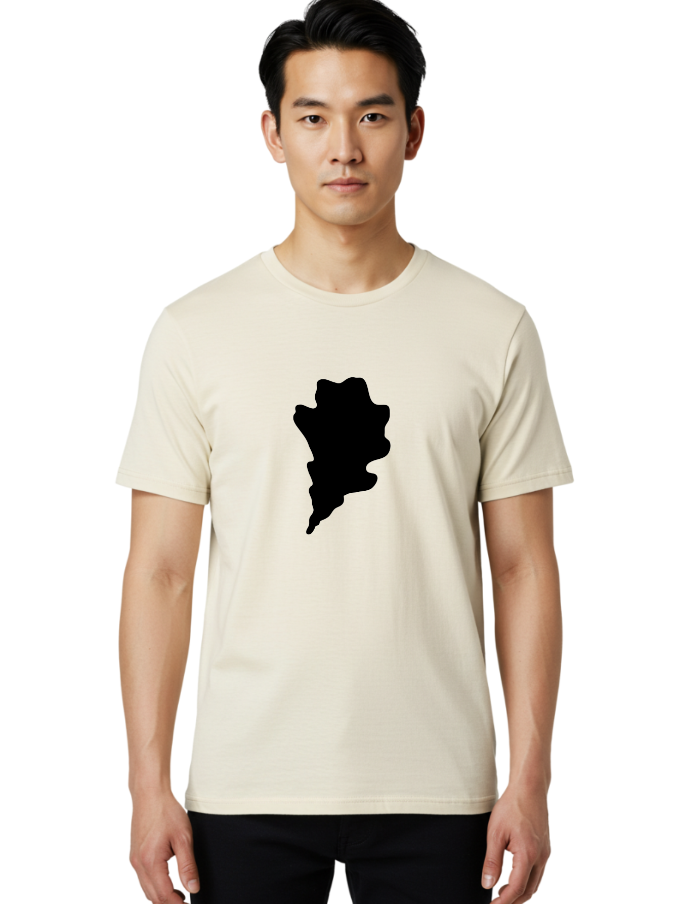 Black-Splash Men'S Graphic Tee, 100% Cotton, Comfortable Casual Summer Wear, Machine Washable, Abstract Shape, Irregular Form, Black Silhouette, Unique Design, Modern Art, Creative Element, Digital Graphic, Minimalist Style Aac192 16