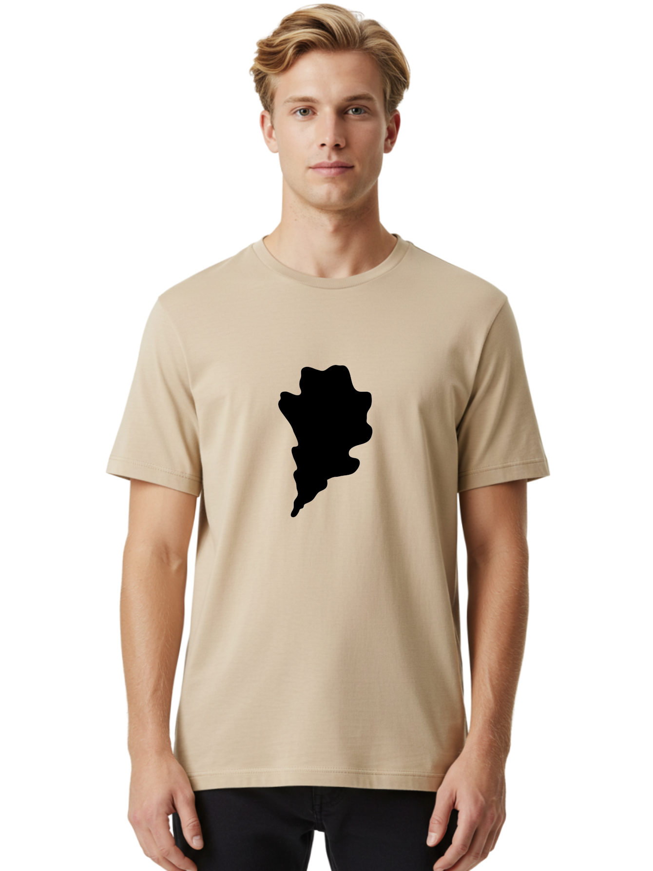Black-Splash Men'S Graphic Tee, 100% Cotton, Comfortable Casual Summer Wear, Machine Washable, Abstract Shape, Irregular Form, Black Silhouette, Unique Design, Modern Art, Creative Element, Digital Graphic, Minimalist Style Aac192 28
