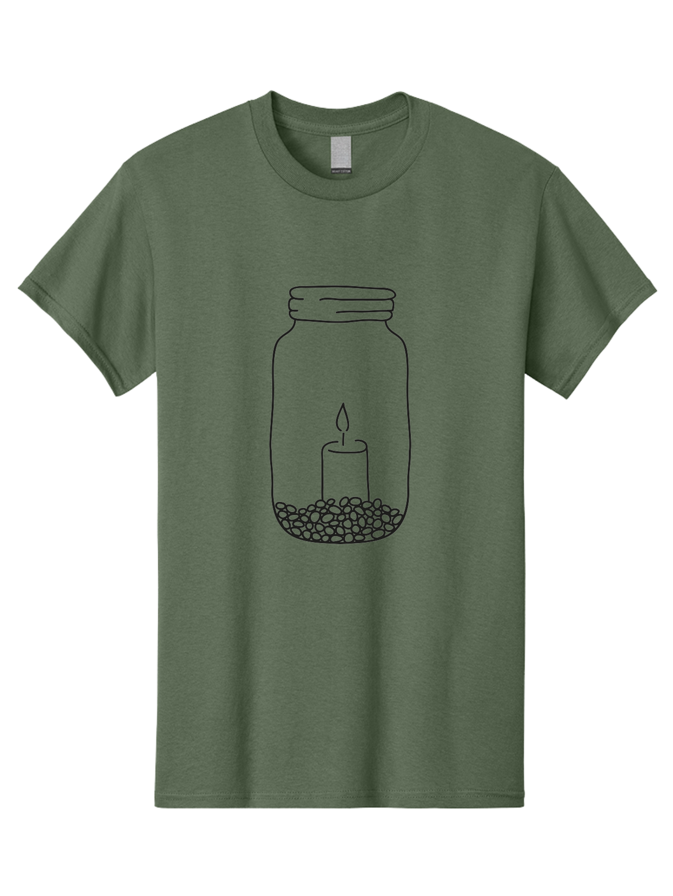 Candle-In-Jar-1 Men'S Graphic Tee, 100% Cotton, Comfortable Casual Summer Wear, Machine Washable, Candle In A Jar, Lit Candle, Pebbles, Simple Line Art, Minimalist Design, Meditation Symbol, Peaceful Ambiance, Zen Decor Aac197 19