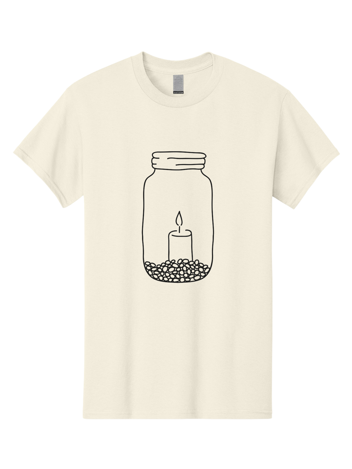 Candle-In-Jar-1 Men'S Graphic Tee, 100% Cotton, Comfortable Casual Summer Wear, Machine Washable, Candle In A Jar, Lit Candle, Pebbles, Simple Line Art, Minimalist Design, Meditation Symbol, Peaceful Ambiance, Zen Decor Aac197 13