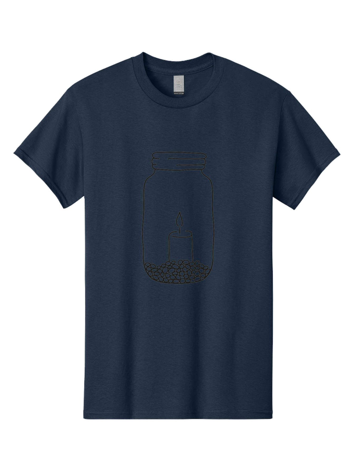Candle-In-Jar-1 Men'S Graphic Tee, 100% Cotton, Comfortable Casual Summer Wear, Machine Washable, Candle In A Jar, Lit Candle, Pebbles, Simple Line Art, Minimalist Design, Meditation Symbol, Peaceful Ambiance, Zen Decor Aac197 11