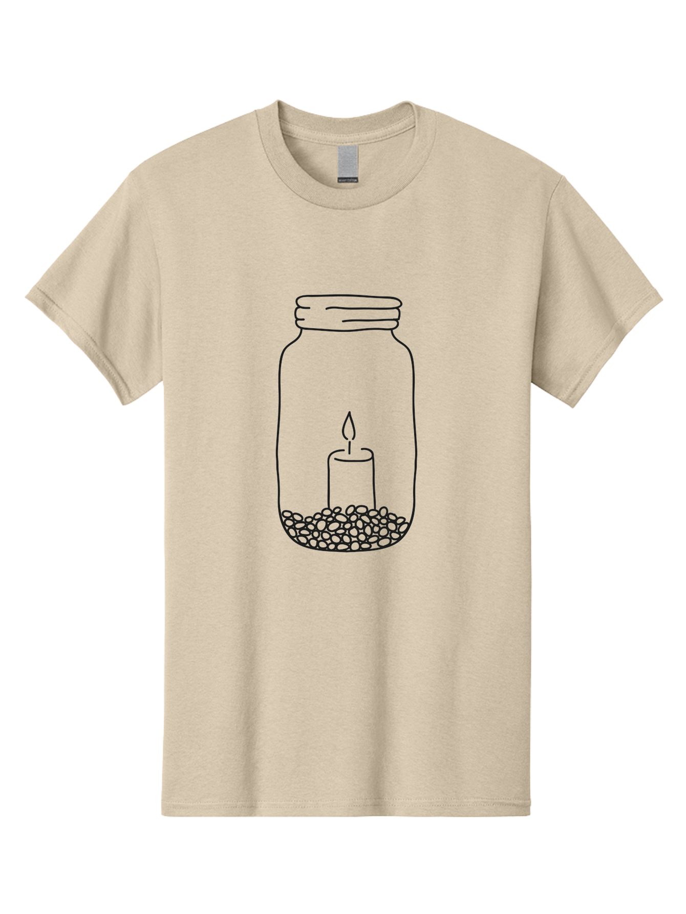 Candle-In-Jar-1 Men'S Graphic Tee, 100% Cotton, Comfortable Casual Summer Wear, Machine Washable, Candle In A Jar, Lit Candle, Pebbles, Simple Line Art, Minimalist Design, Meditation Symbol, Peaceful Ambiance, Zen Decor Aac197 25