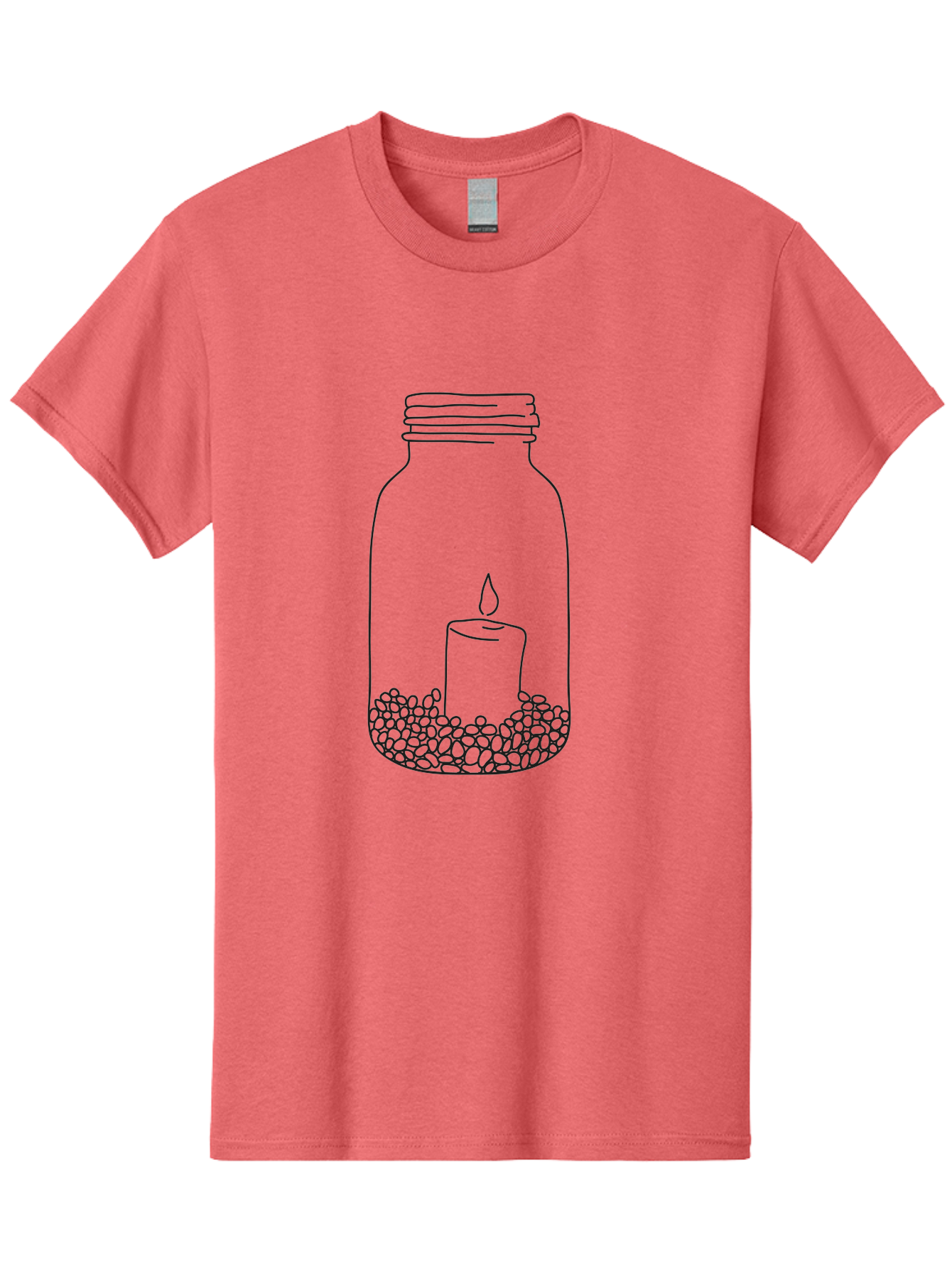 Candle-In-Mason-Jar Men'S Graphic Tee, 100% Cotton, Comfortable Casual Summer Wear, Machine Washable, Candle In A Jar, Lit Candle, Decorative Jar, Zen Decor, Peaceful Ambiance, Ambient Lighting, Minimalist Design, Meditation Space, Aac199 7