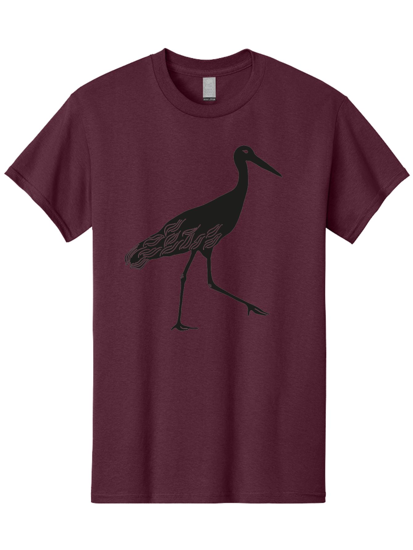 Crane Men'S Graphic Tee, 100% Cotton, Comfortable Casual Summer Wear, Machine Washable, Crane Bird, Bird Silhouette, Wild Crane, Long Neck, Wavy Lines, Abstract Bird, Minimalist Design, Simple Art, Bird Illustration Aac203 29