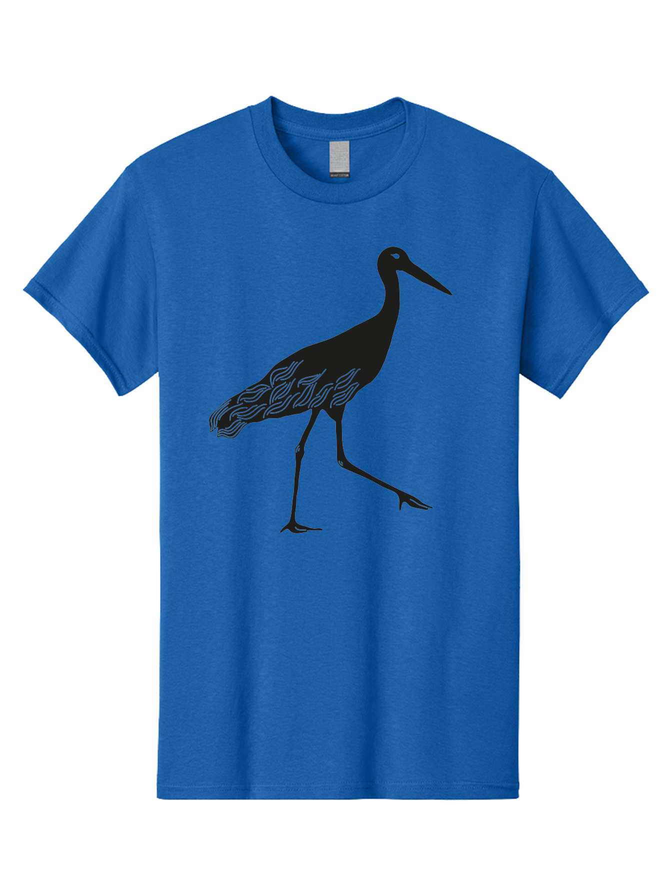 Crane Men'S Graphic Tee, 100% Cotton, Comfortable Casual Summer Wear, Machine Washable, Crane Bird, Bird Silhouette, Wild Crane, Long Neck, Wavy Lines, Abstract Bird, Minimalist Design, Simple Art, Bird Illustration Aac203 21