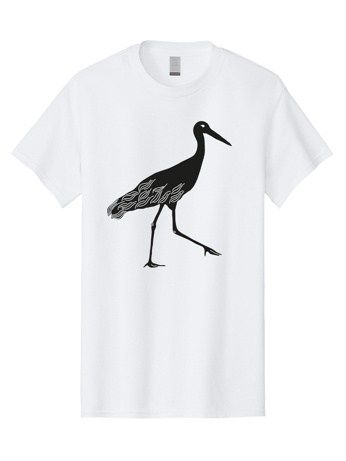 Crane Men'S Graphic Tee, 100% Cotton, Comfortable Casual Summer Wear, Machine Washable, Crane Bird, Bird Silhouette, Wild Crane, Long Neck, Wavy Lines, Abstract Bird, Minimalist Design, Simple Art, Bird Illustration Aac203 5
