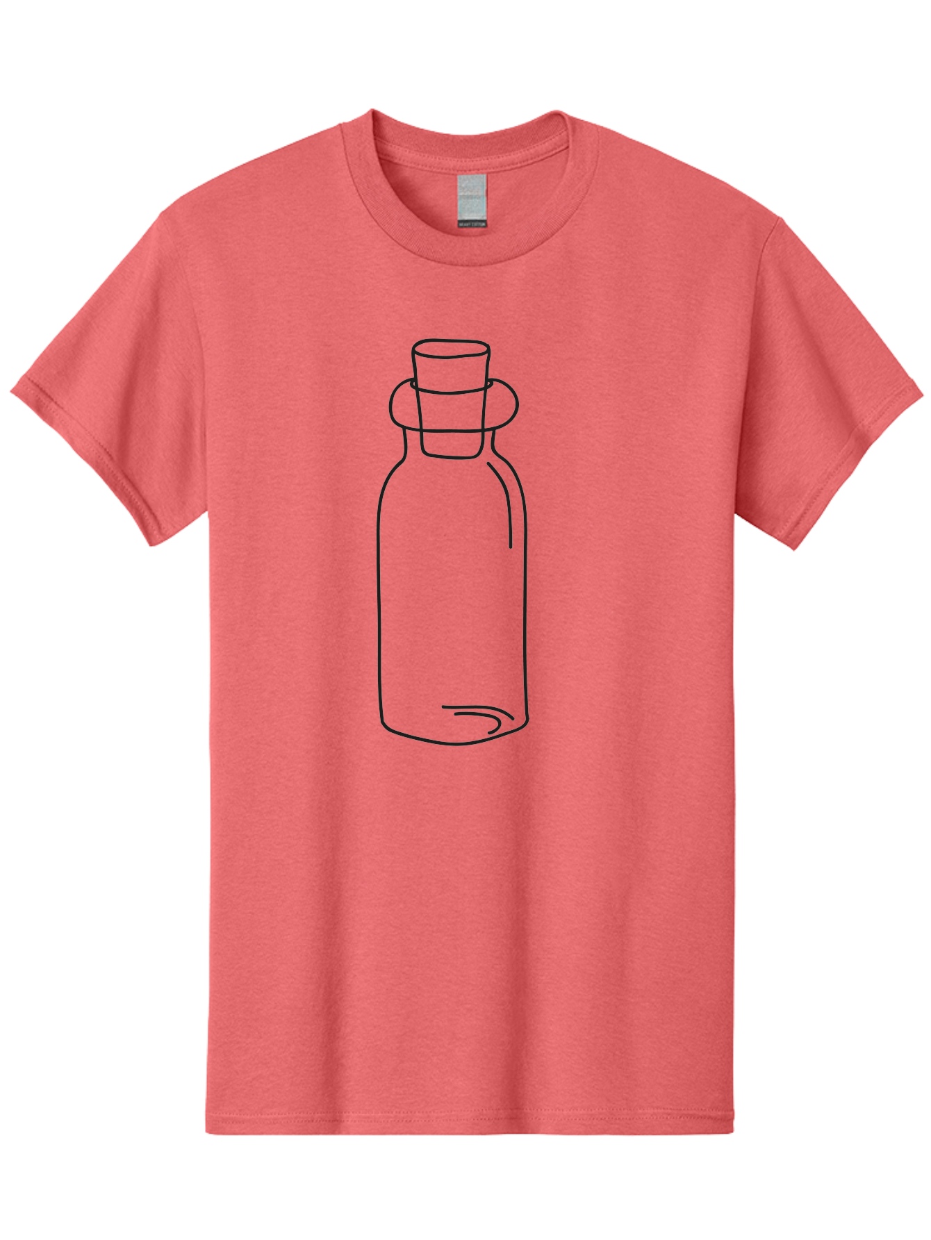 Glass-Bottle Men'S Graphic Tee, 100% Cotton, Comfortable Casual Summer Wear, Machine Washable, Simple Line Drawing, Minimalist Design, Apothecary Bottle, Vintage Style, Cork Stopper, Black Outline, Elegant Shape, Classic Bottle Design Aac215 17
