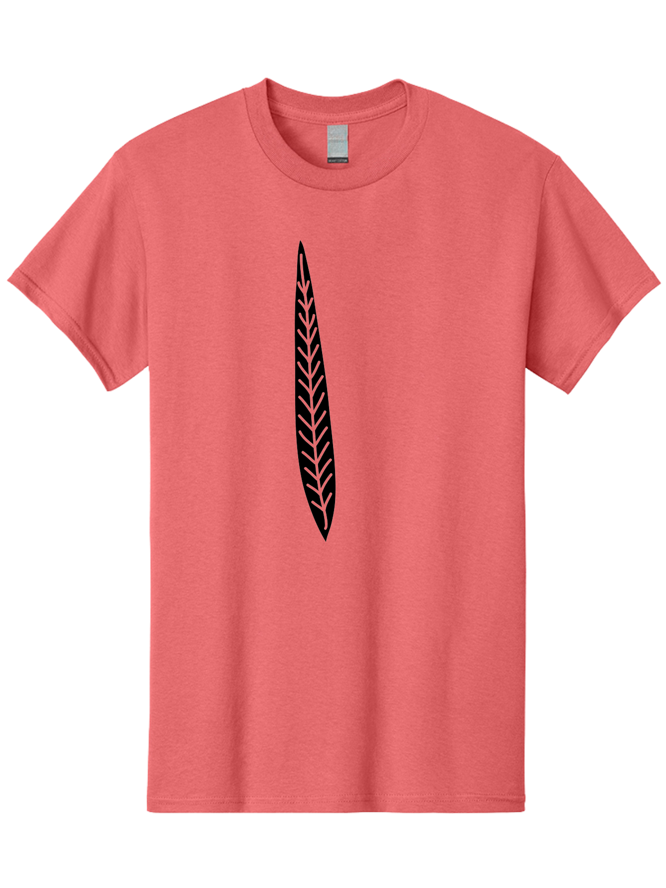 Leaf-Design Men'S Graphic Tee, 100% Cotton, Comfortable Casual Summer Wear, Machine Washable, Black Feather Silhouette, Symmetrical Design, Minimalist Art, Simple Shapes, Graphic Design Element, Vector Icon, Sharp Pointed Ends Aac218 17