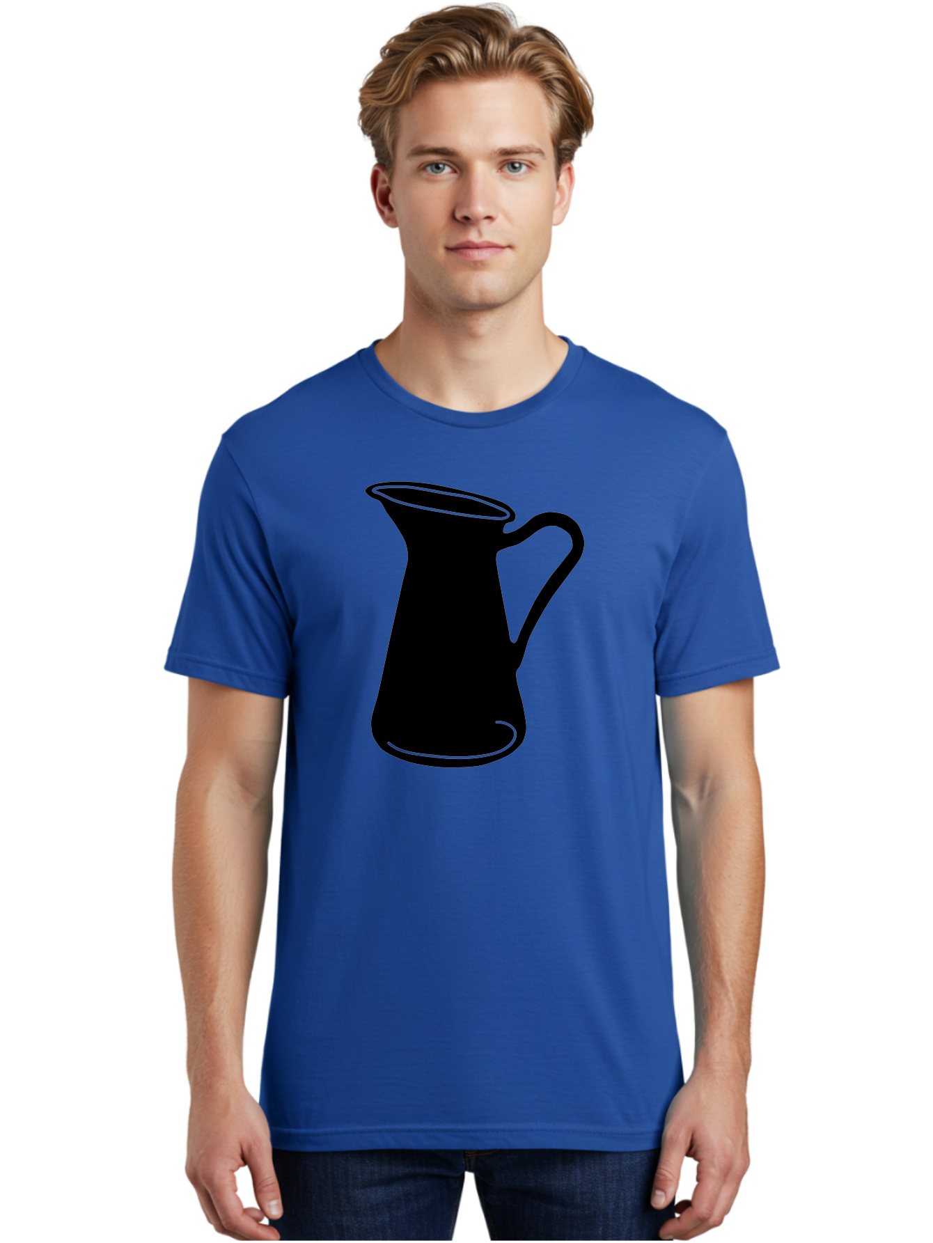 Pitcher Men'S Graphic Tee, 100% Cotton, Comfortable Casual Summer Wear, Machine Washable, Pitcher Silhouette, Minimalist Design, Coffee Pitcher, Jug, Single Handle, Simple Shape, Modern Illustration, Black And Green Aac226 6