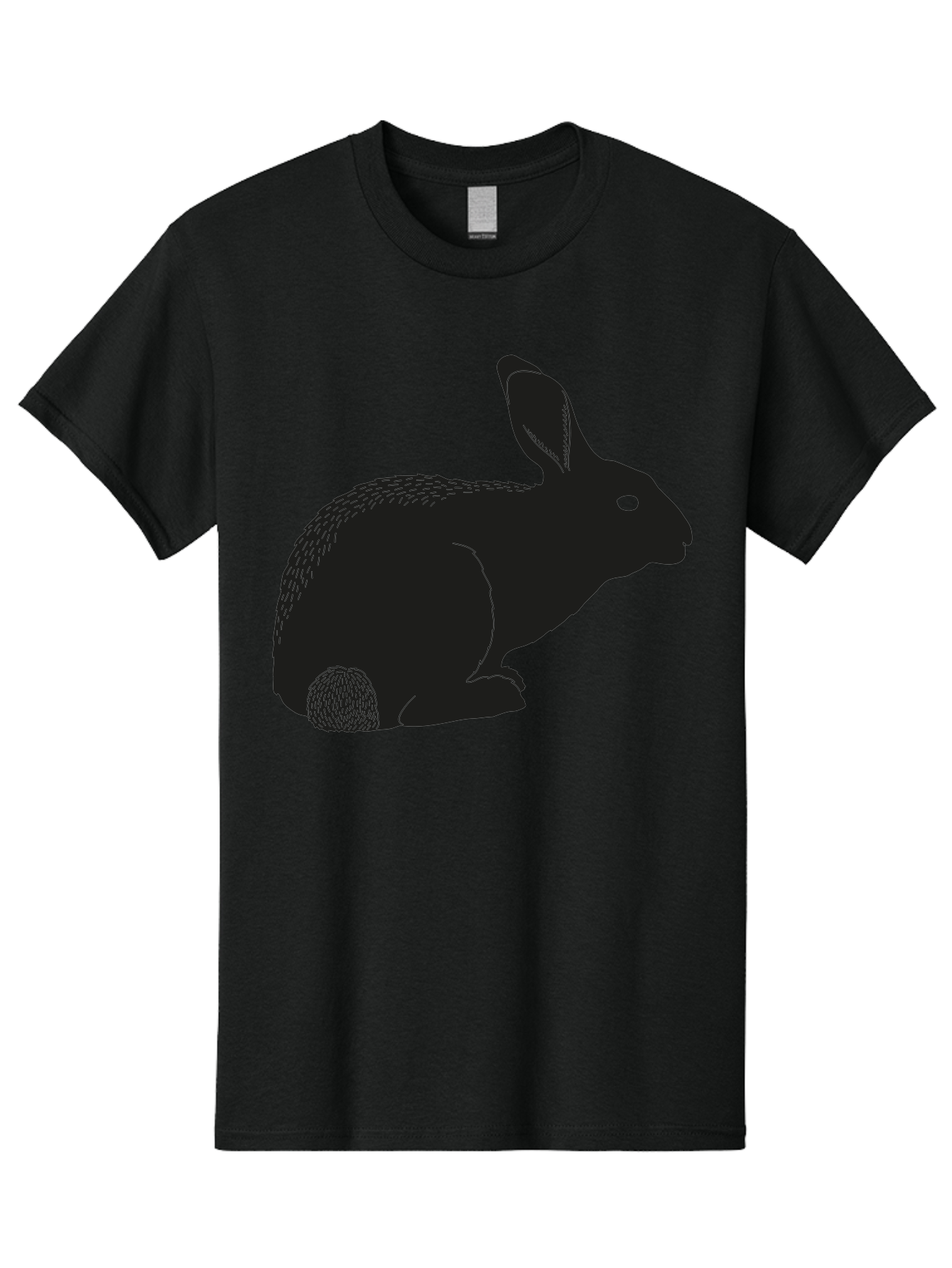 Rabbit Men'S Graphic Tee, 100% Cotton, Comfortable Casual Summer Wear, Machine Washable, Rabbit Silhouette, Simple Illustration, Black Rabbit, Cute Bunny, Side Profile, Cartoon Style, Minimal Design, Easter Symbol, Rabbit Graphics Aac231 17